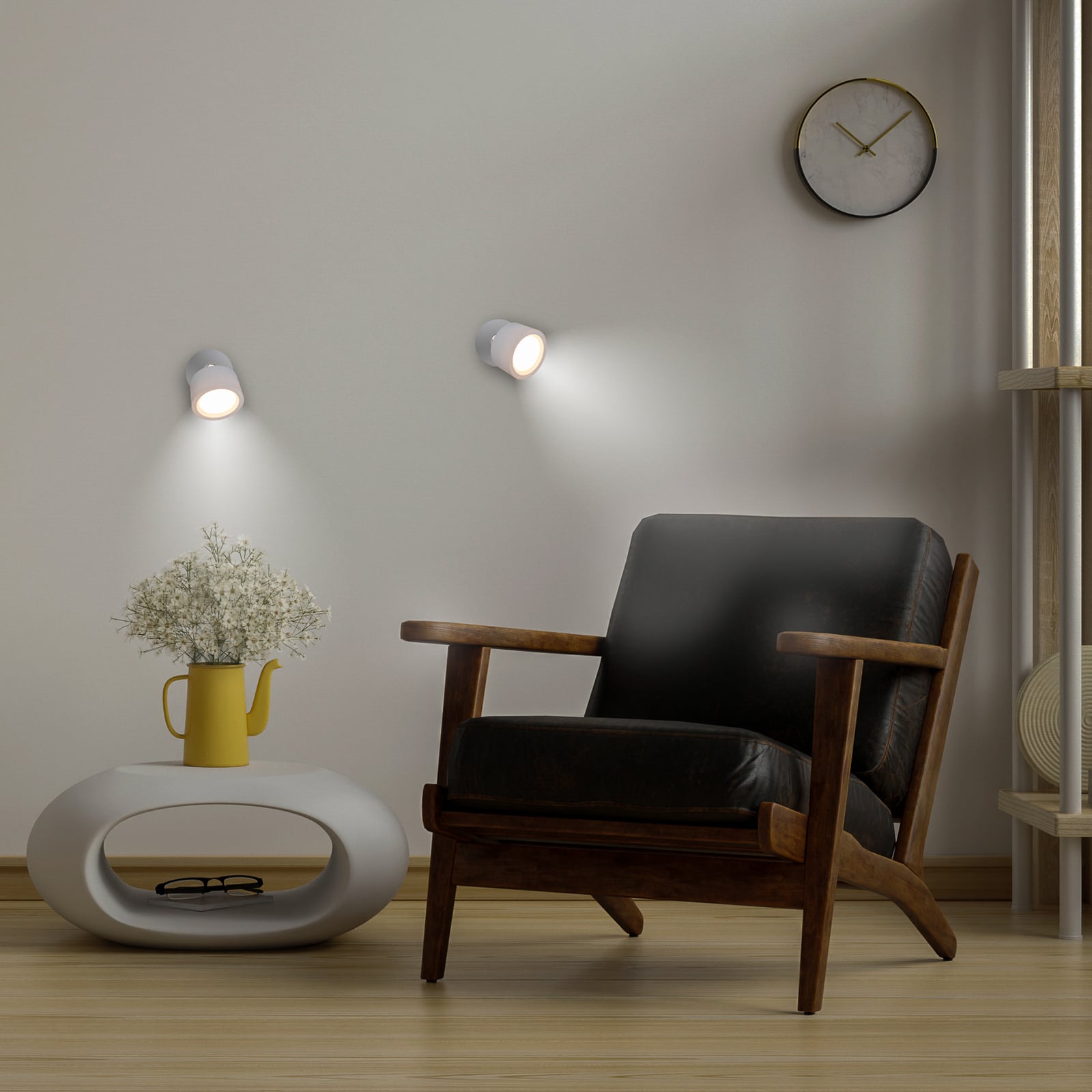 LED vegglampe Roll 8 oppladbar dimbar hvit bakside