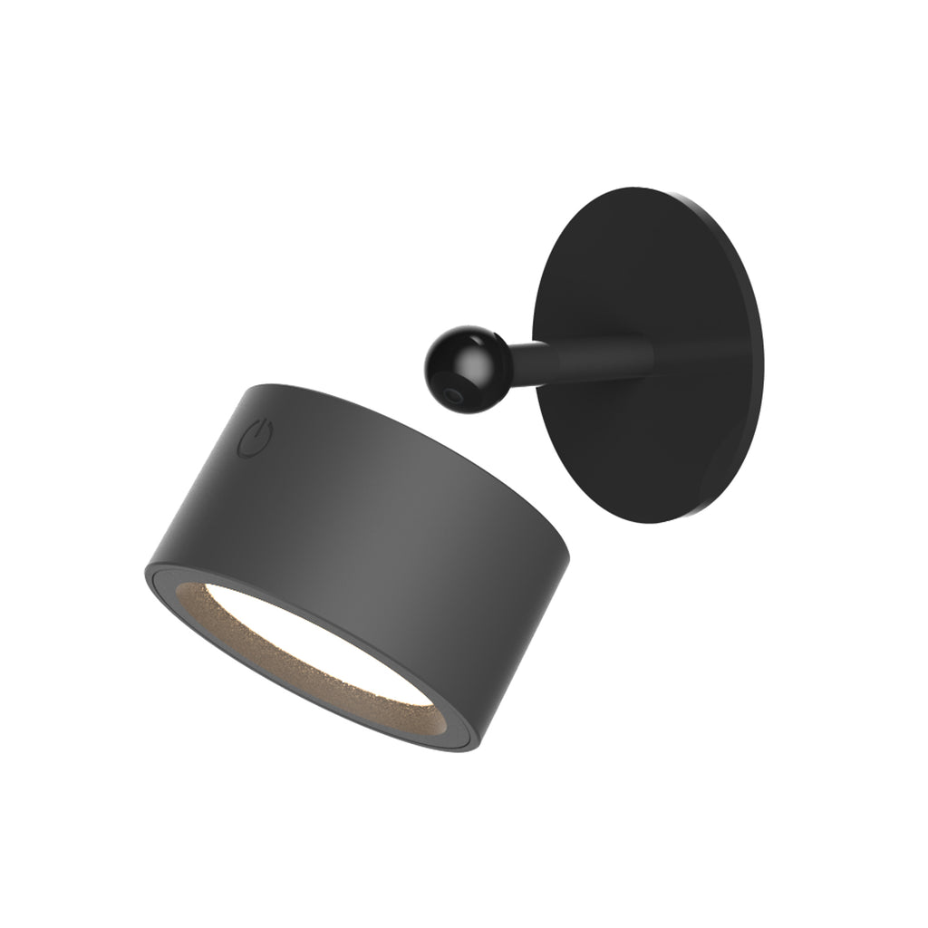 Detalj av LED vegglampe Roll 8 oppladbar svart dimbar svingbar