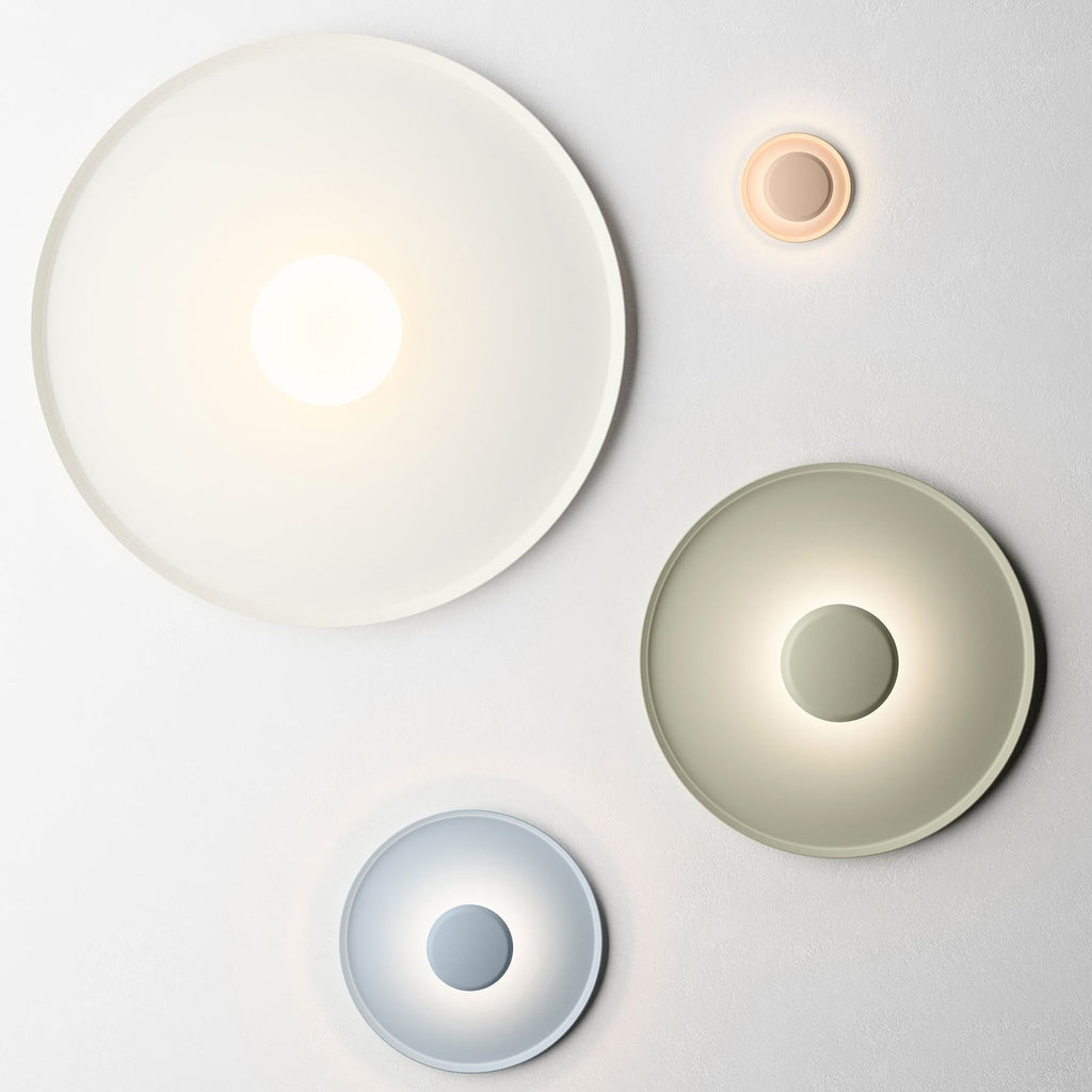 Detalj av LED vegglampe rund dimbar blå Ø40 cm 18,3W varmhvit