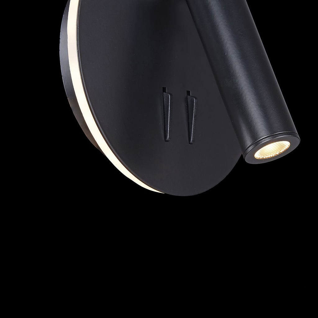 LED vegglampe rund svart aluminium Ø14 cm 3000K Maytoni montert på vegg