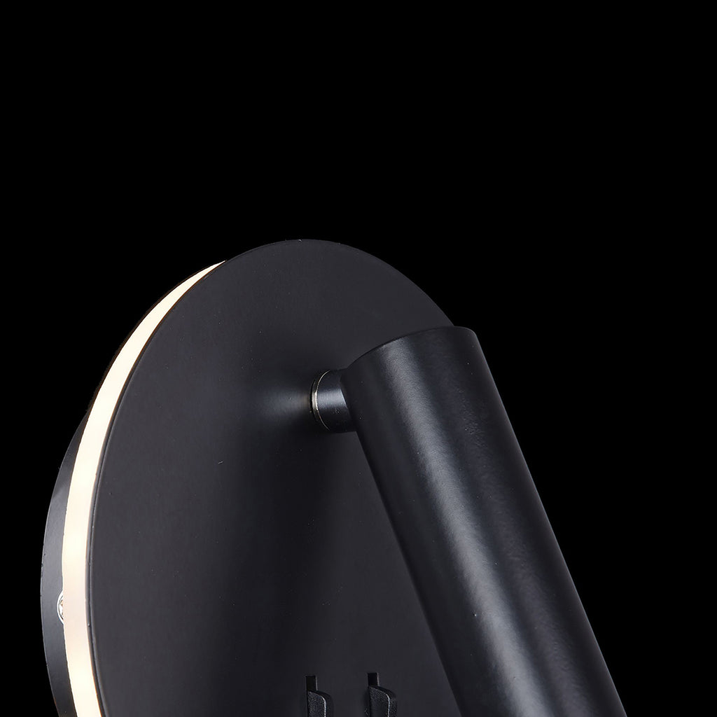 LED vegglampe rund svart aluminium Ø14 cm 3000K Maytoni nærbilde av bryter