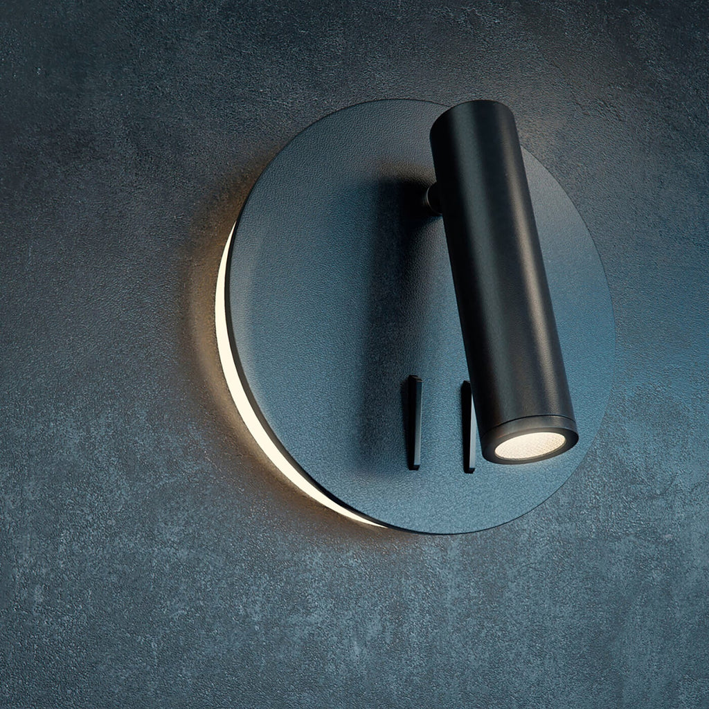 LED vegglampe rund svart aluminium Ø14 cm 3000K Maytoni sideprofil