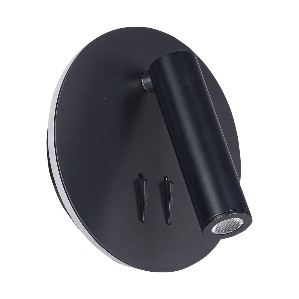 LED vegglampe rund svart aluminium Ø14 cm 3000K Maytoni lysdetalj