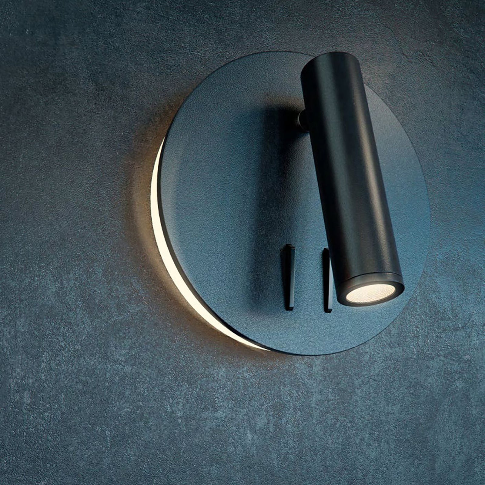 LED vegglampe rund svart aluminium Ø14 cm 3000K Maytoni oppheng