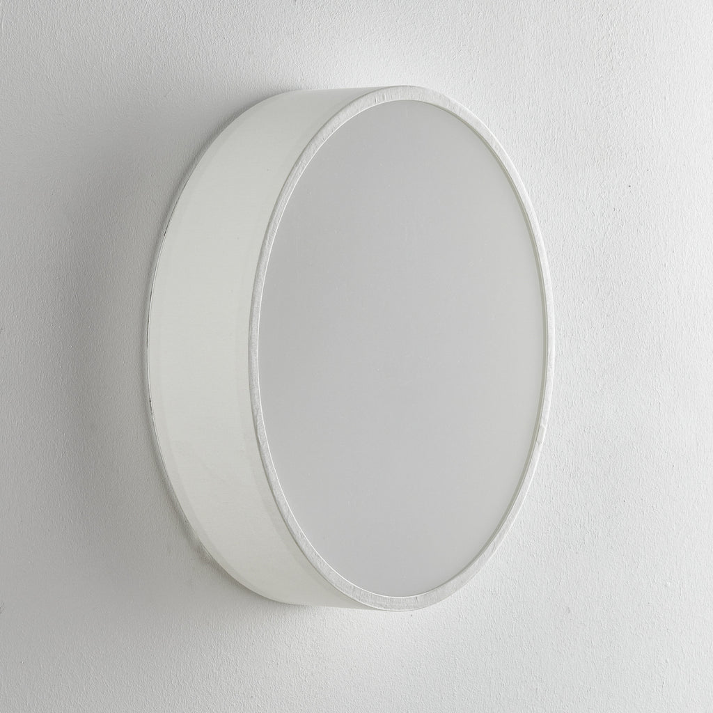 LED vegglampe rund tekstil hvit Ø40 cm 10W varmhvit bakside
