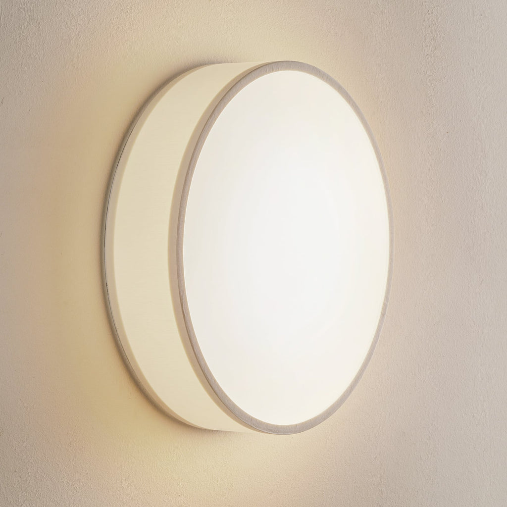LED vegglampe rund tekstil hvit Ø40 cm 10W varmhvit forfra