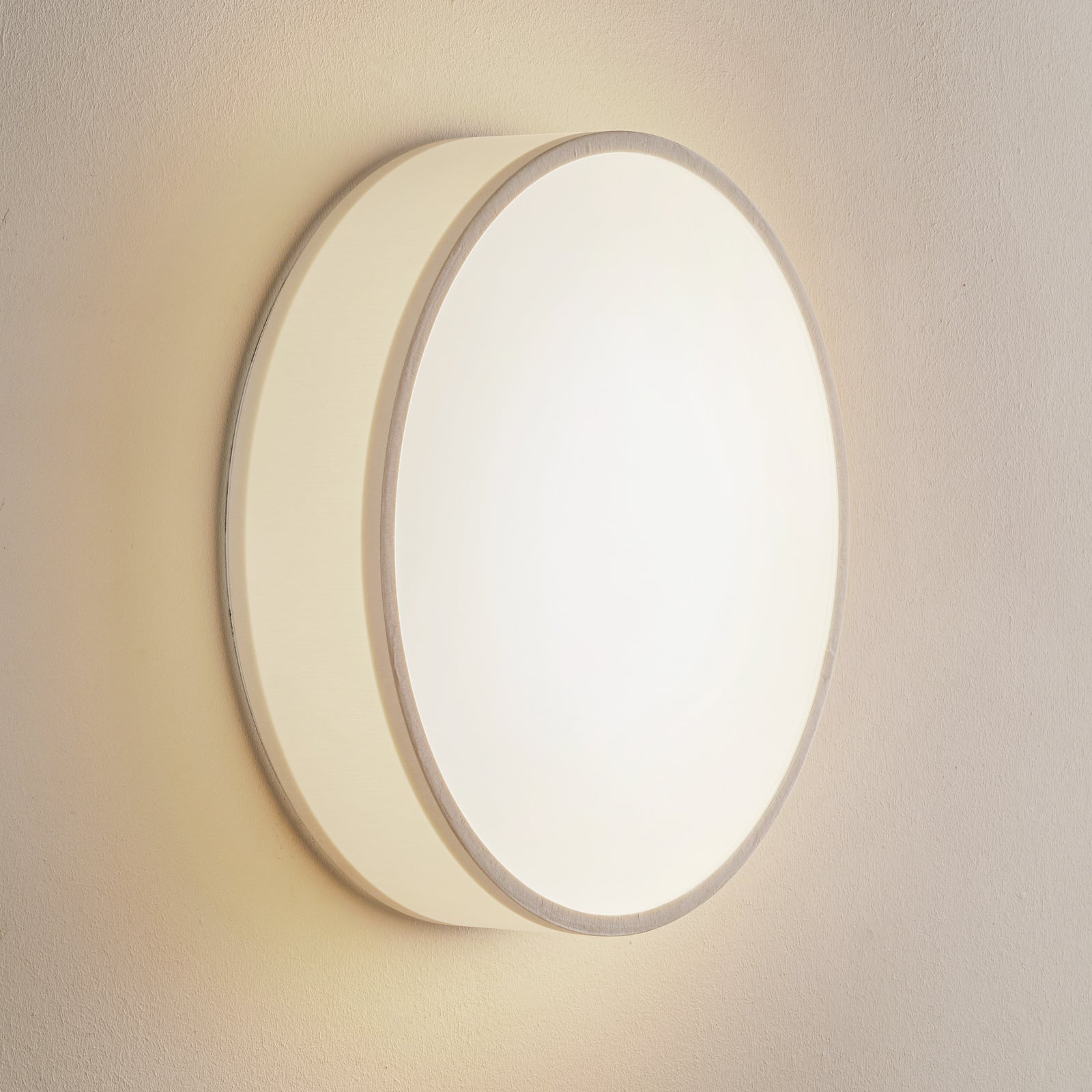 LED vegglampe rund tekstil hvit Ø40 cm 10W varmhvit forfra