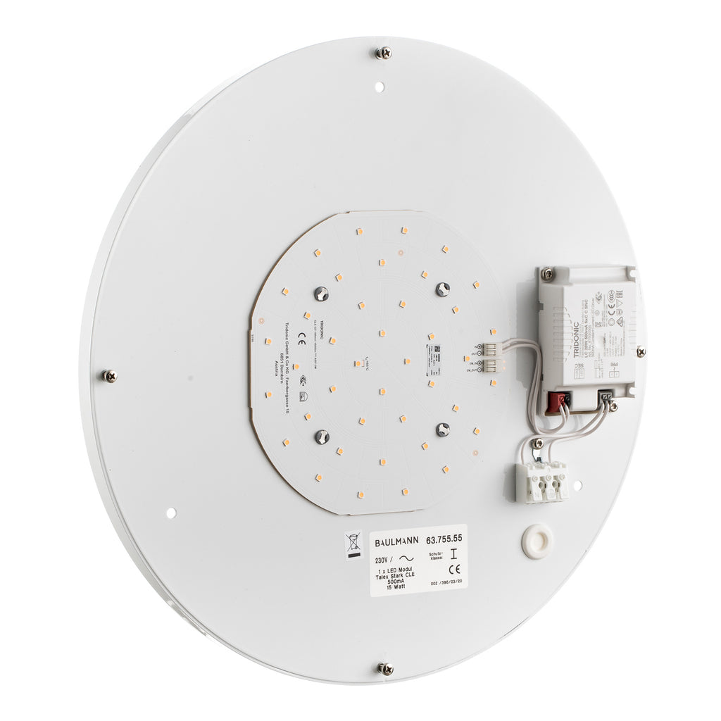 LED vegglampe rund tekstil hvit Ø40 cm 10W varmhvit sideprofil