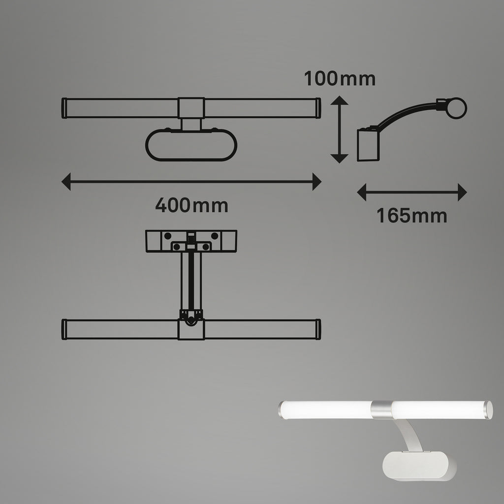 Montert LED vegglampe Runt matt krom Ø40 cm på bad