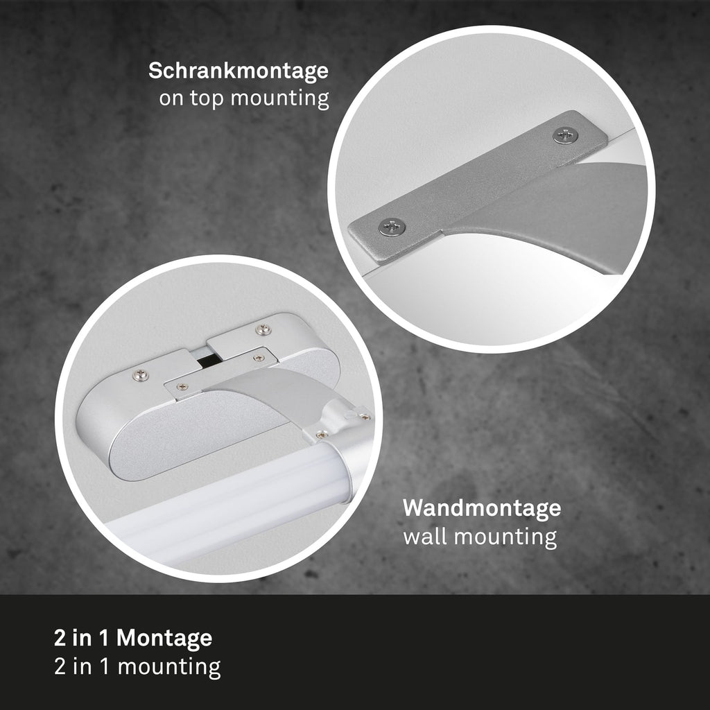 Nærbilde av LED vegglampe Runt matt krom Ø40 cm lys