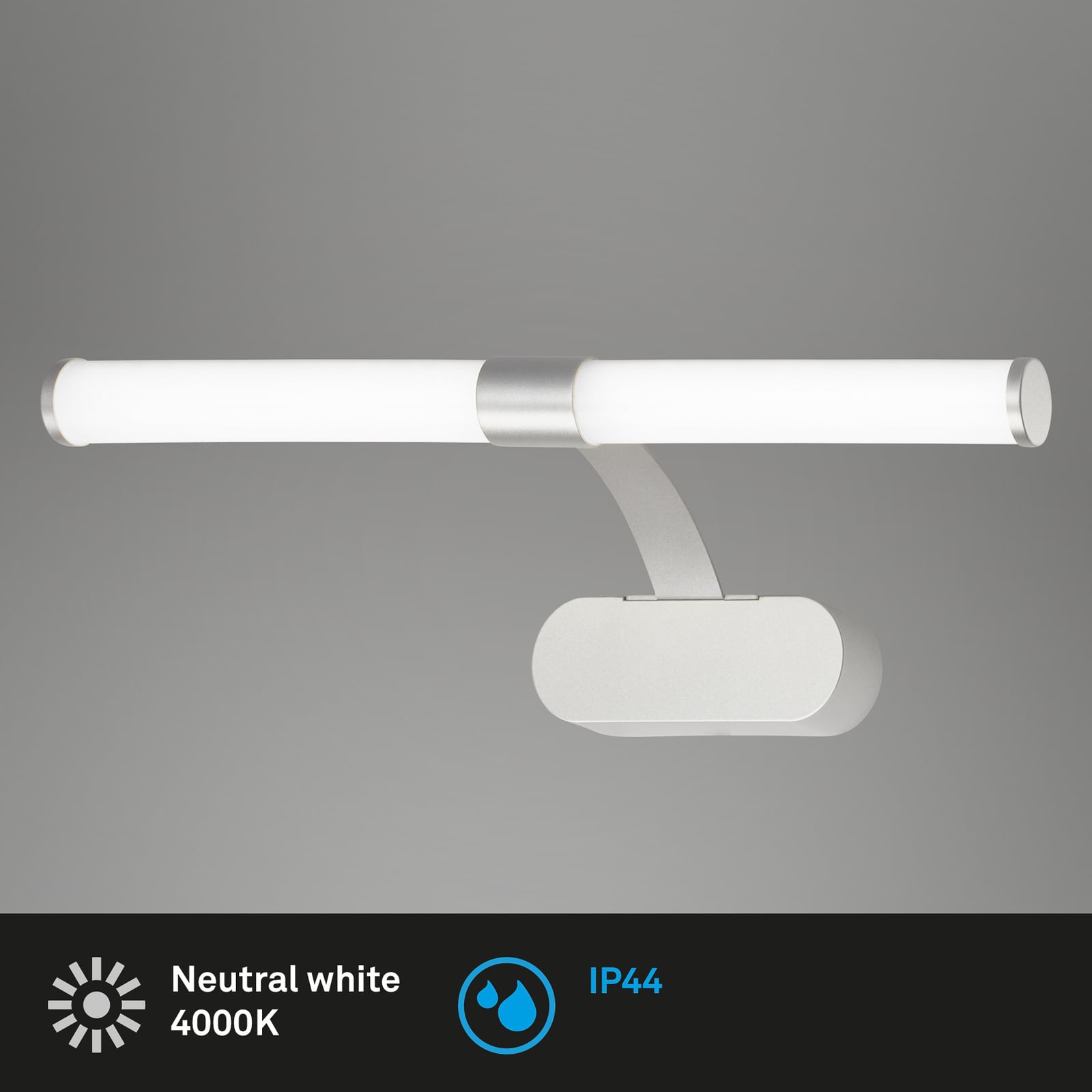 LED vegglampe Runt matt krom Ø40 cm sett fra siden