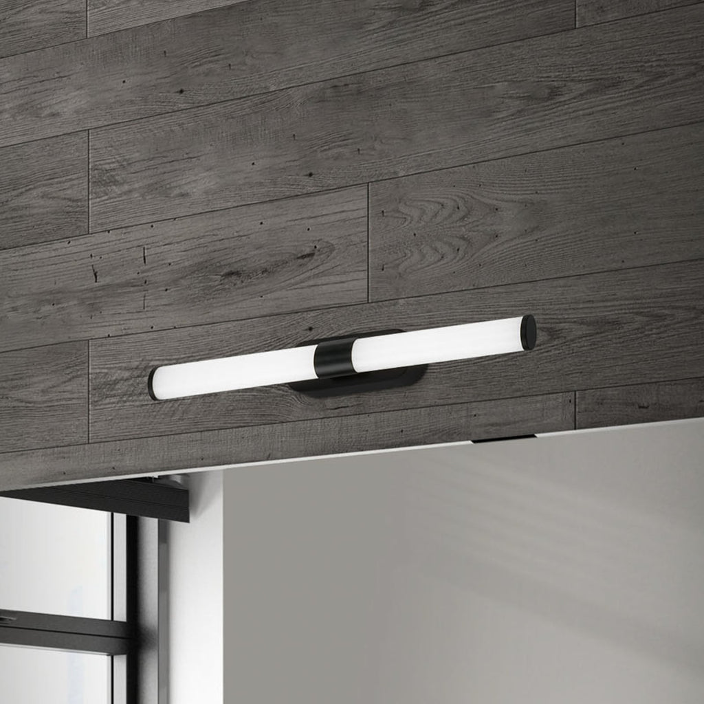 LED vegglampe Runt svart 40 cm 7W nøytralhvit IP44 forfra