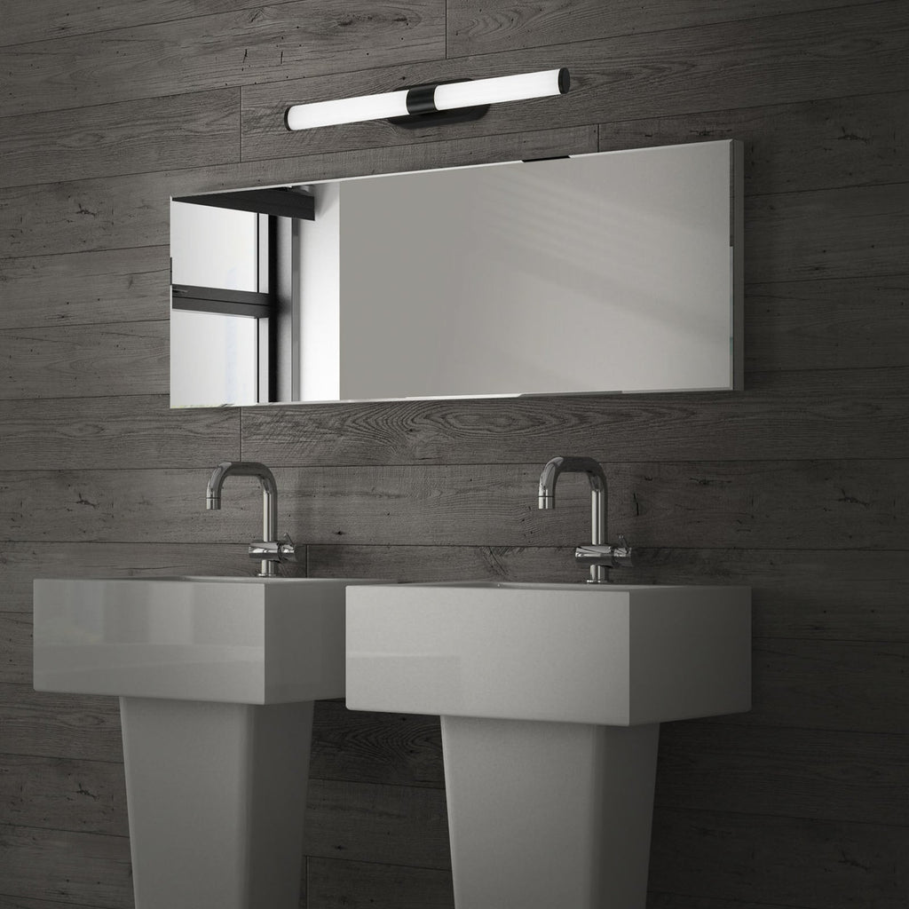 LED vegglampe Runt svart 40 cm 7W nøytralhvit IP44 detalj