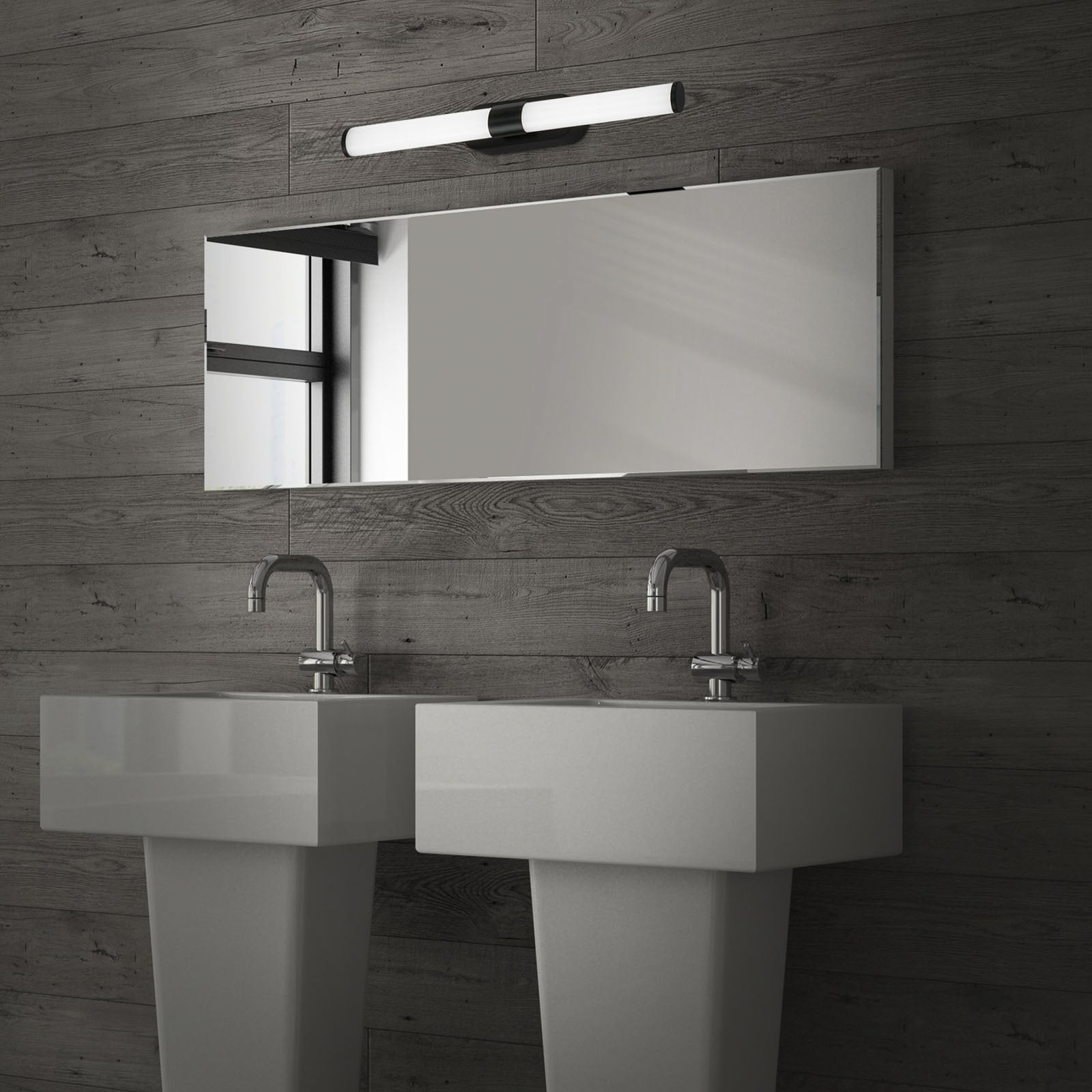 LED vegglampe Runt svart 40 cm 7W nøytralhvit IP44 detalj