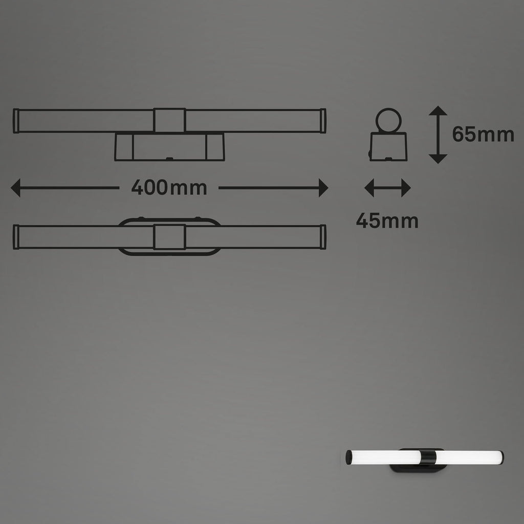 LED vegglampe Runt svart 40 cm 7W nøytralhvit IP44 nærbilde