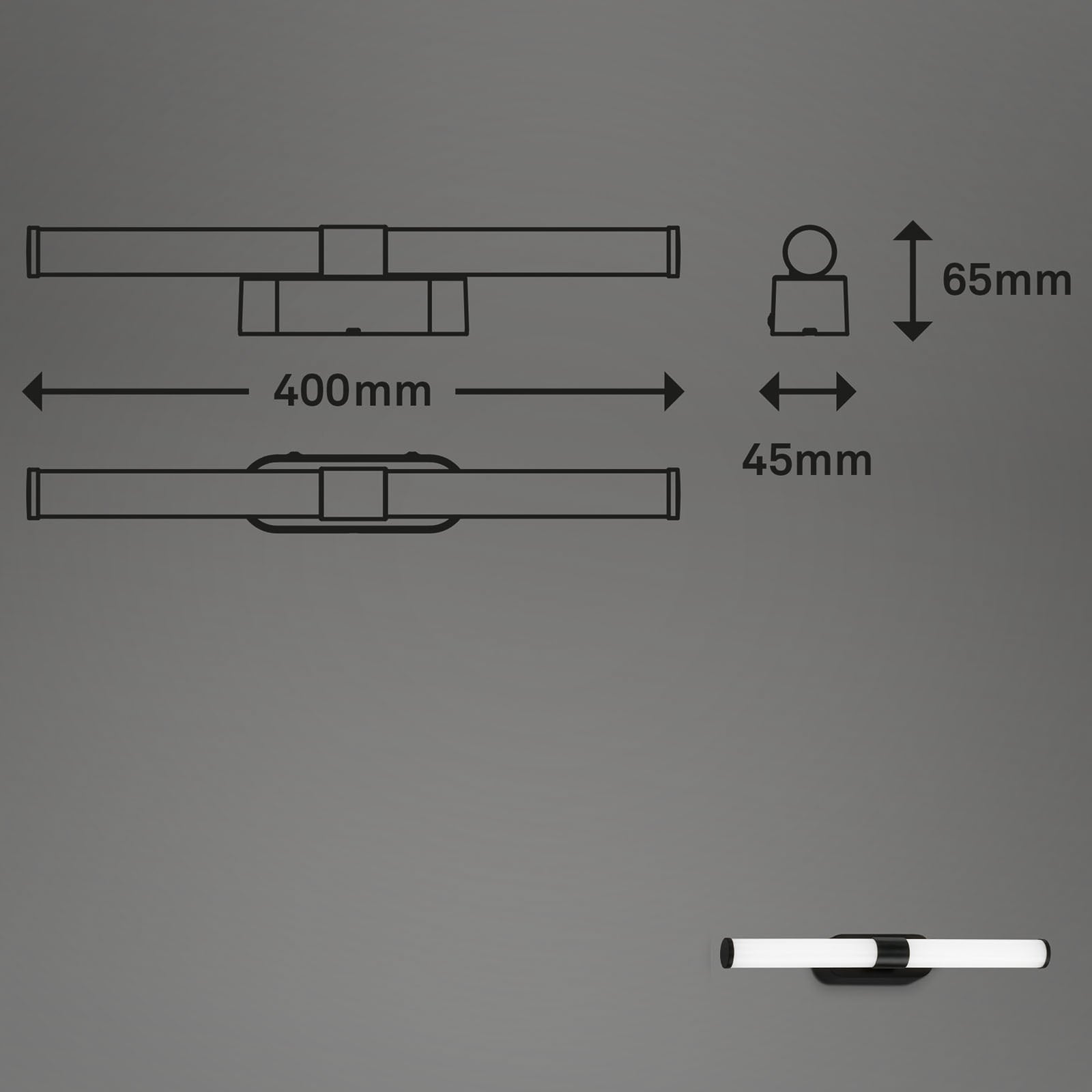 LED vegglampe Runt svart 40 cm 7W nøytralhvit IP44 nærbilde