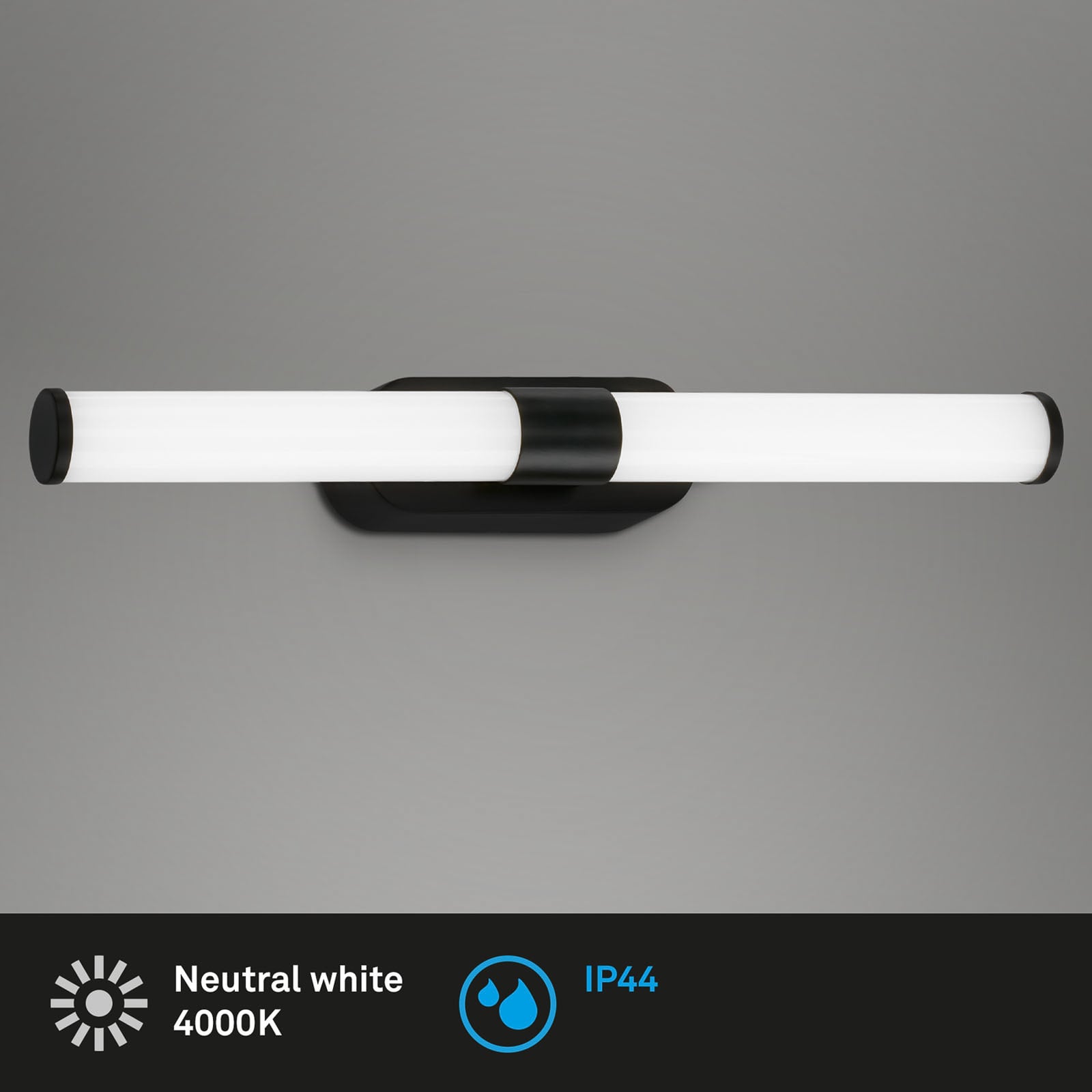 LED vegglampe Runt svart 40 cm 7W nøytralhvit IP44 lys