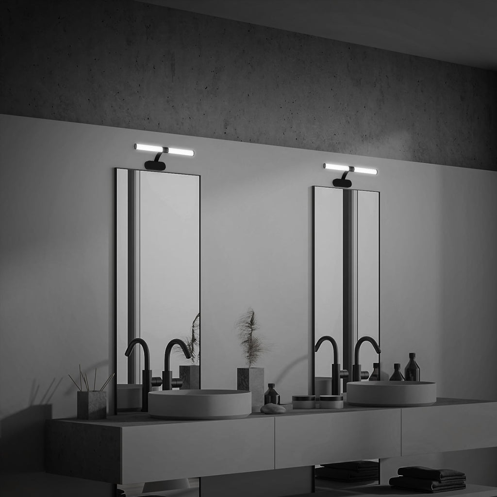 LED vegglampe Runt svart IP44 7W 4000K med utspring bakside