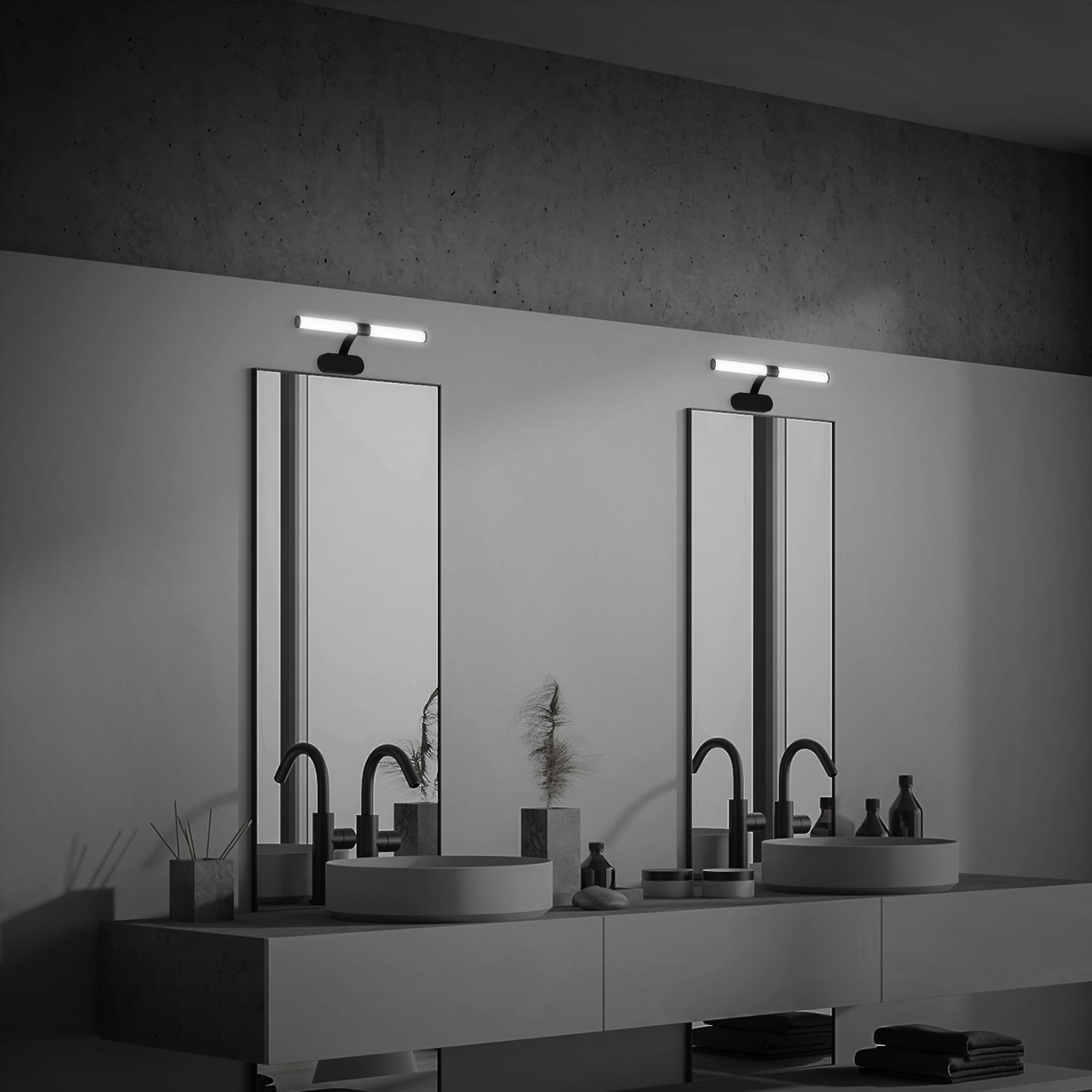 LED vegglampe Runt svart IP44 7W 4000K med utspring bakside