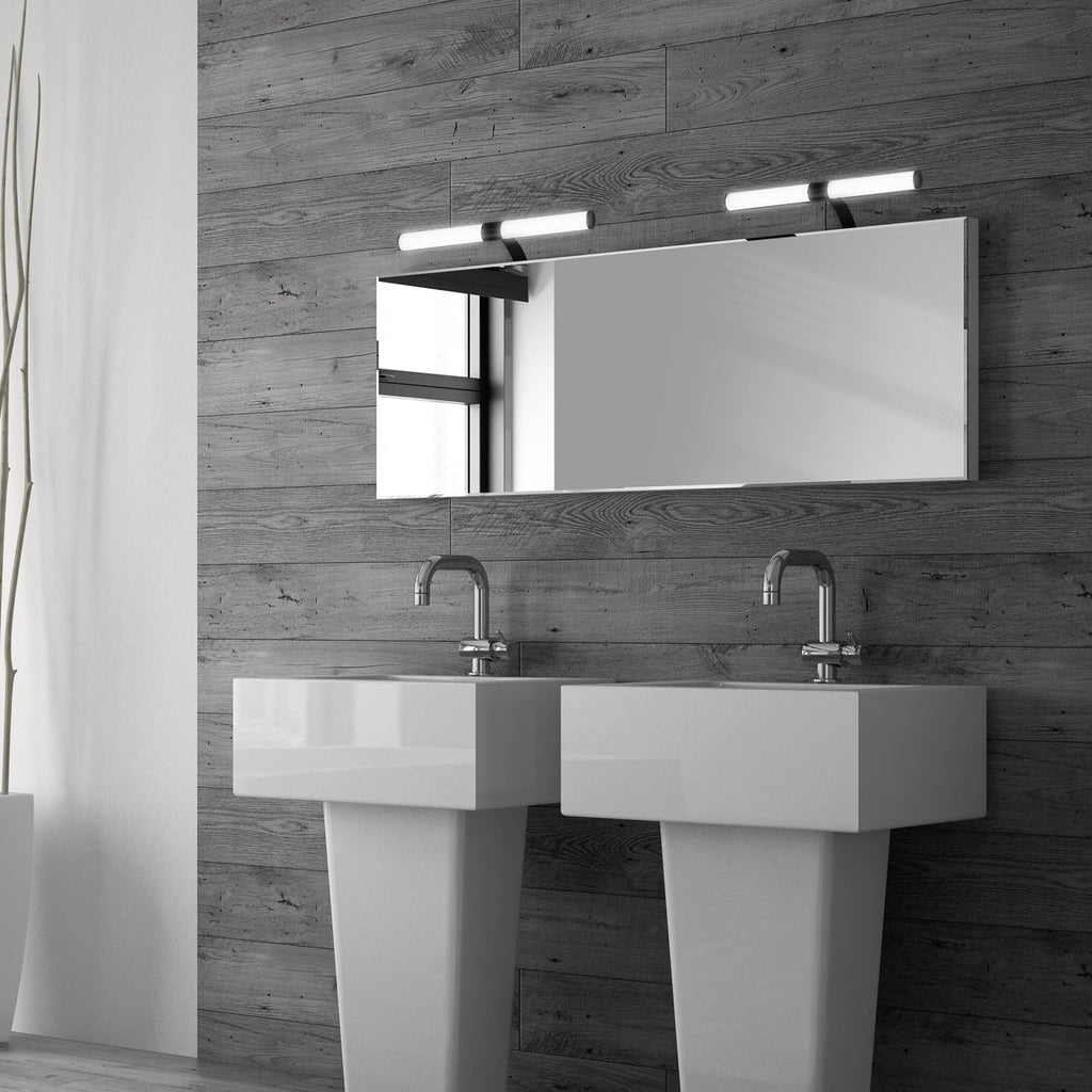 LED vegglampe Runt svart IP44 7W 4000K med utspring detalj