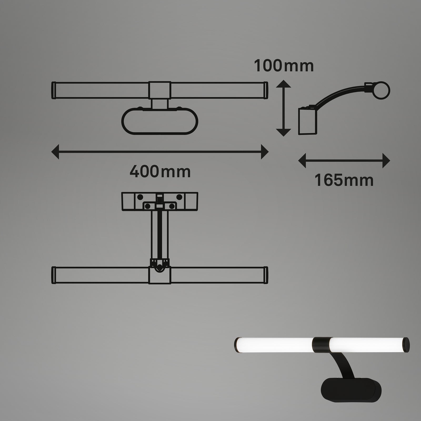 LED vegglampe Runt svart IP44 7W 4000K med utspring montert på vegg