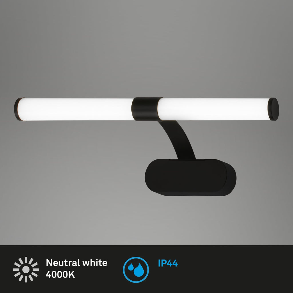 LED vegglampe Runt svart IP44 7W 4000K med utspring side