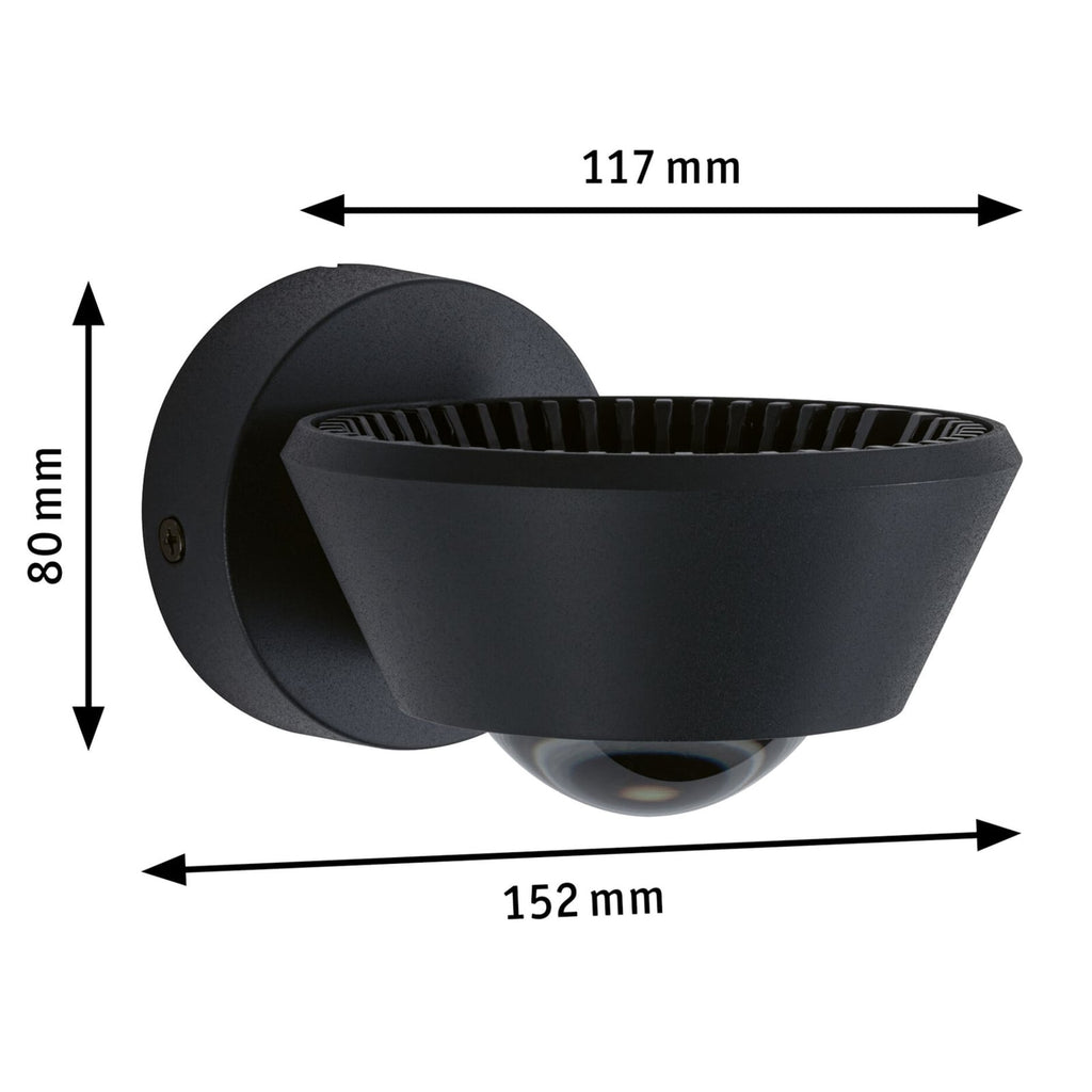 LED vegglampe Sabik opp og ned dimbar svart IP44 - Paulmann produktpakke