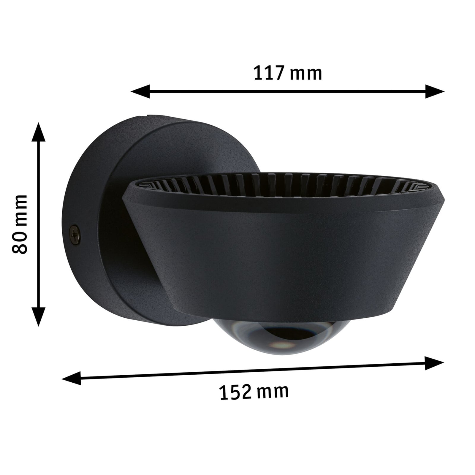 LED vegglampe Sabik opp og ned dimbar svart IP44 - Paulmann produktpakke