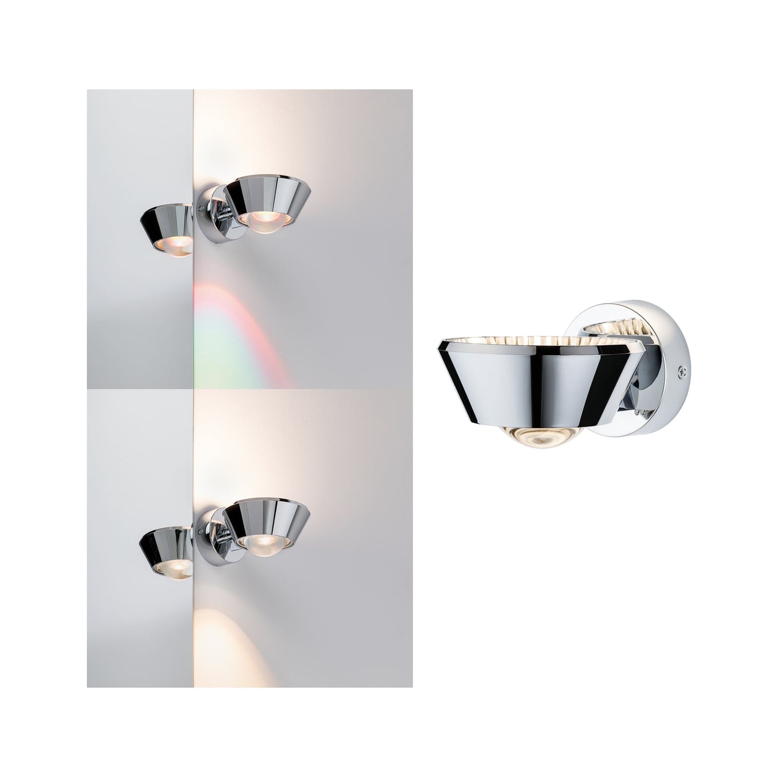 LED vegglampe Sabik svingbar krom dimbar IP44 Paulmann forfra