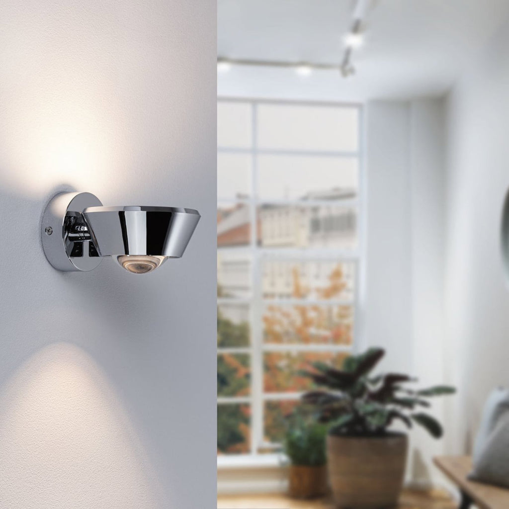 Bakside av LED vegglampe Sabik svingbar krom dimbar IP44 Paulmann