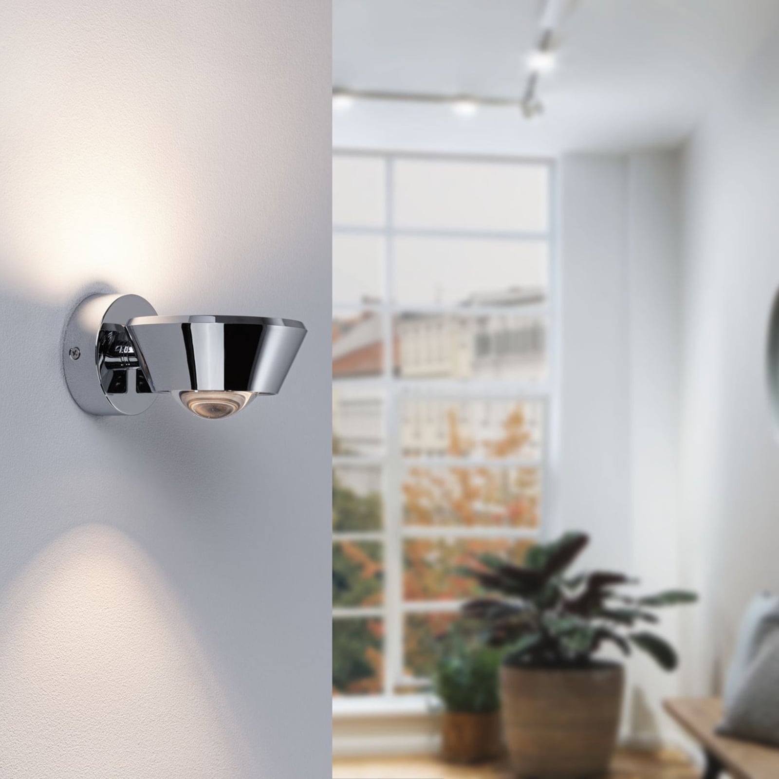 Bakside av LED vegglampe Sabik svingbar krom dimbar IP44 Paulmann