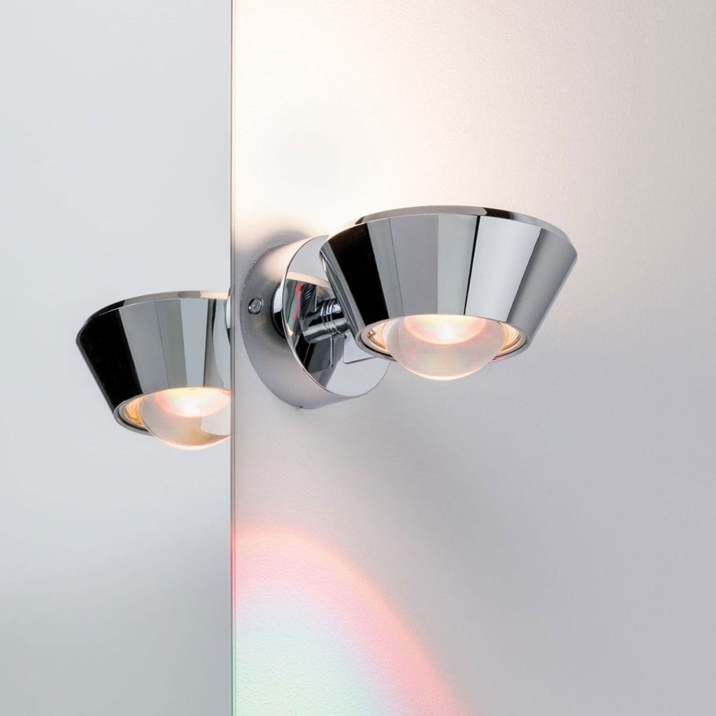 Detalj av LED vegglampe Sabik svingbar krom dimbar IP44 Paulmann