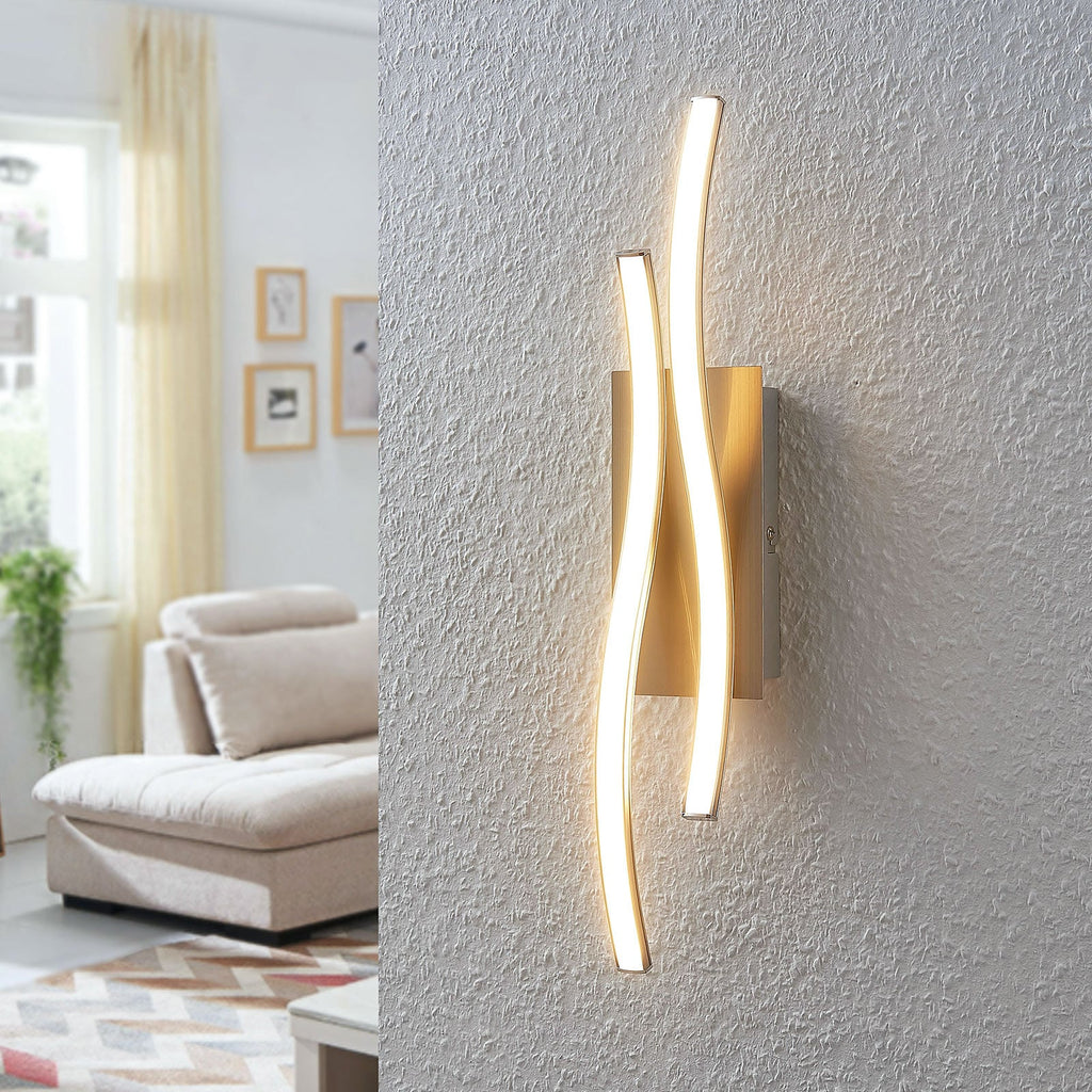 LED vegglampe Safia bølgeform matt nikkel bakside