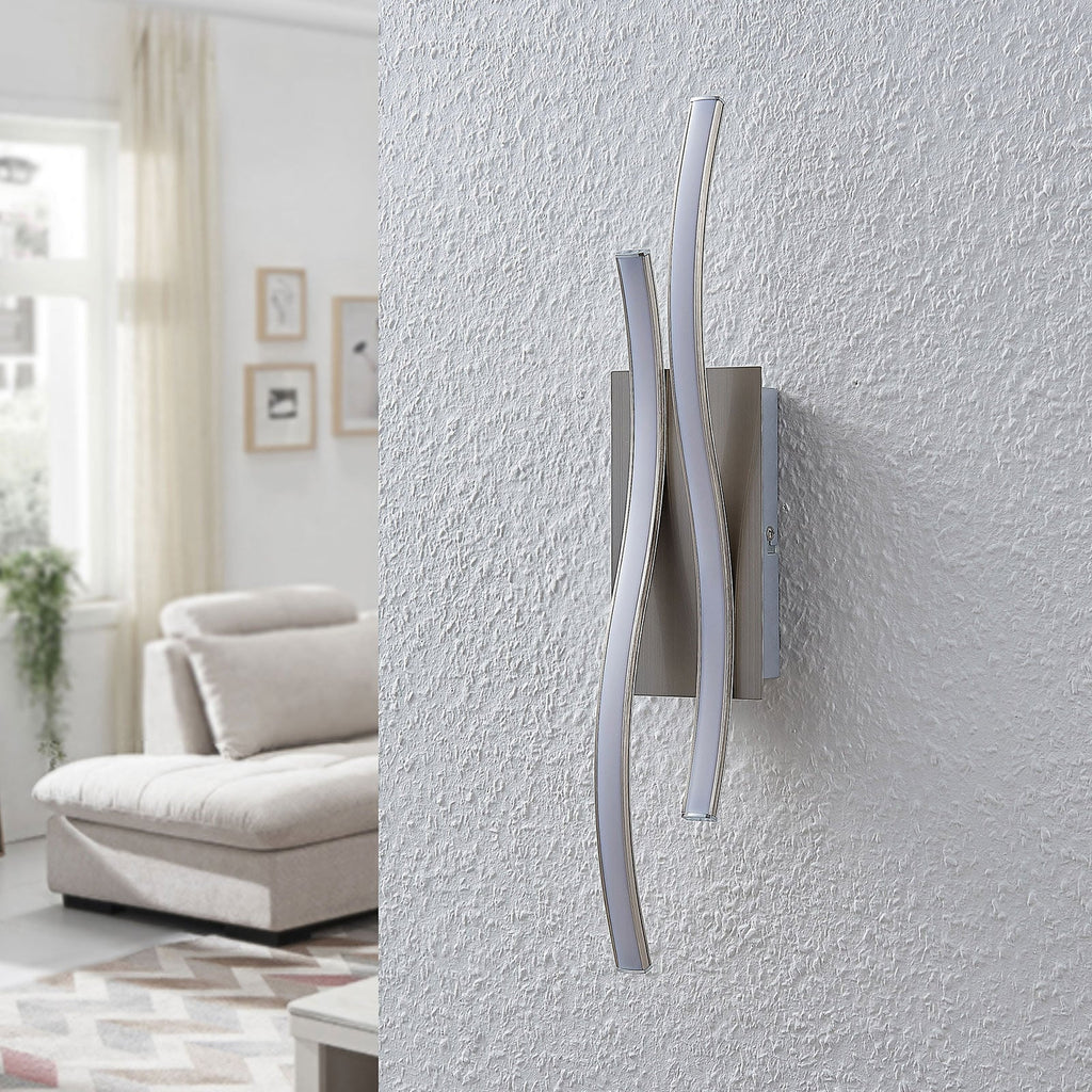 Detalj av LED vegglampe Safia bølgeform matt nikkel