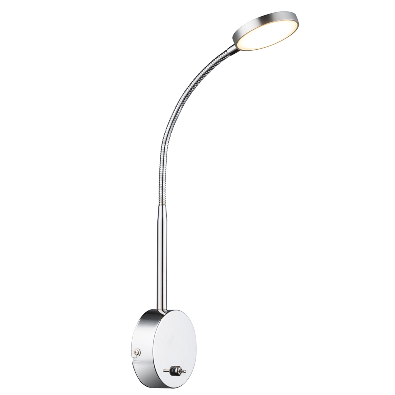 LED vegglampe Serin aluminium krom med bryter forfra