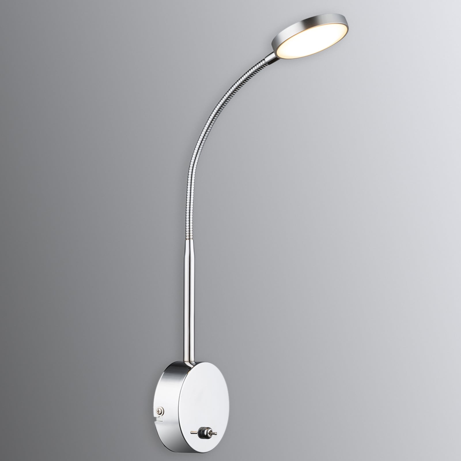 LED vegglampe Serin aluminium krom med bryter bakside