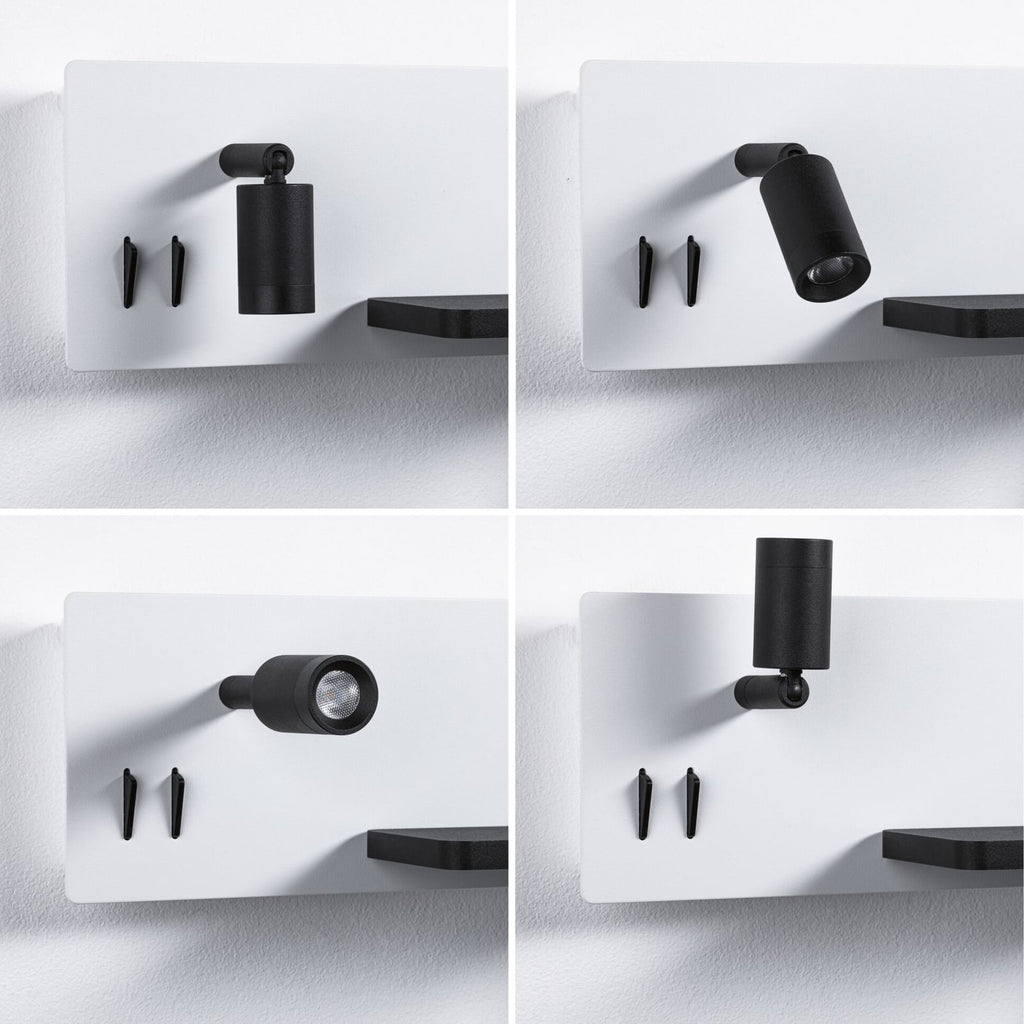 LED vegglampe Serra svart med leselys og USB dimbar funksjon