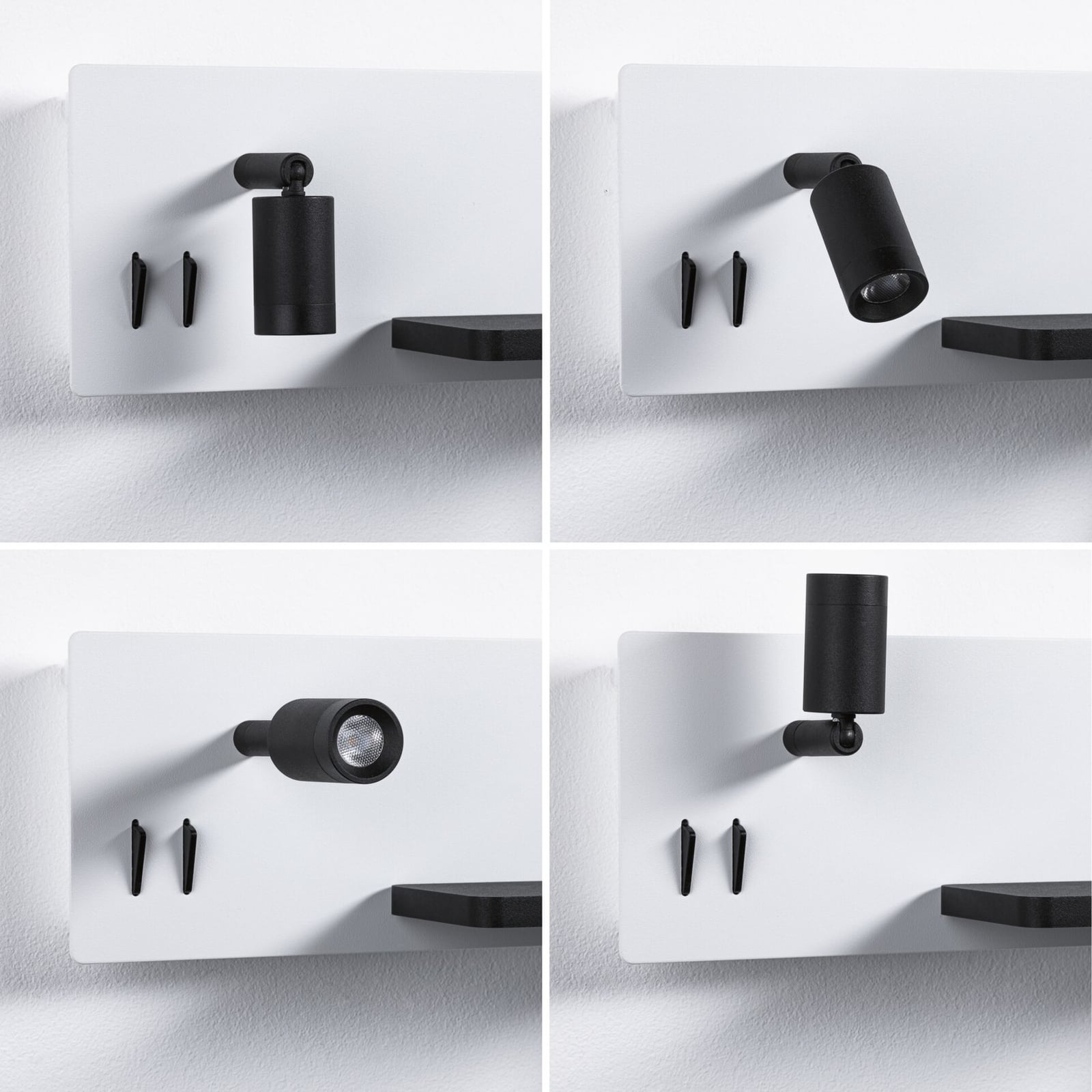 LED vegglampe Serra svart med leselys og USB dimbar funksjon