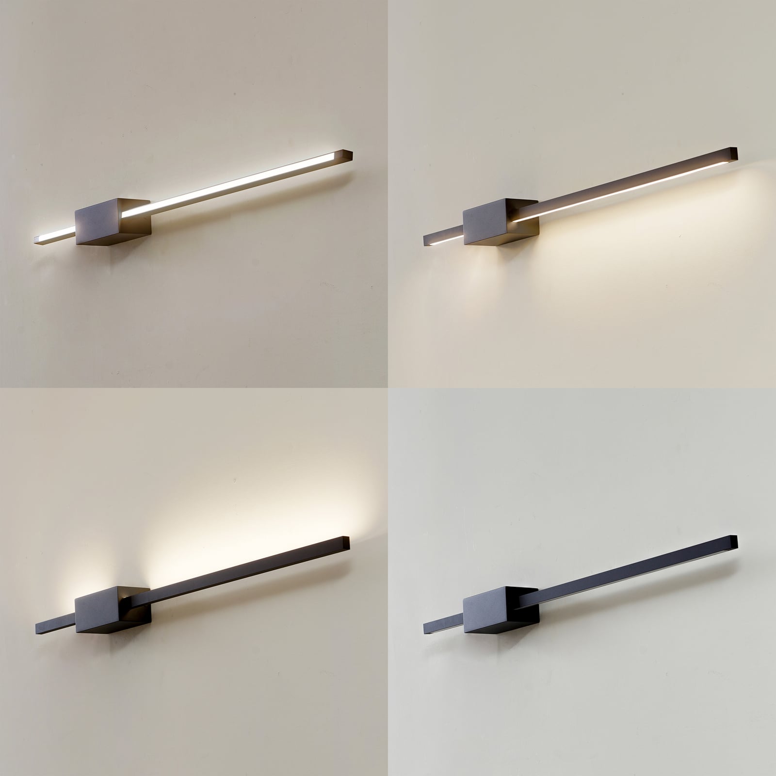 LED vegglampe Skaila svart aluminium 90 cm detalj