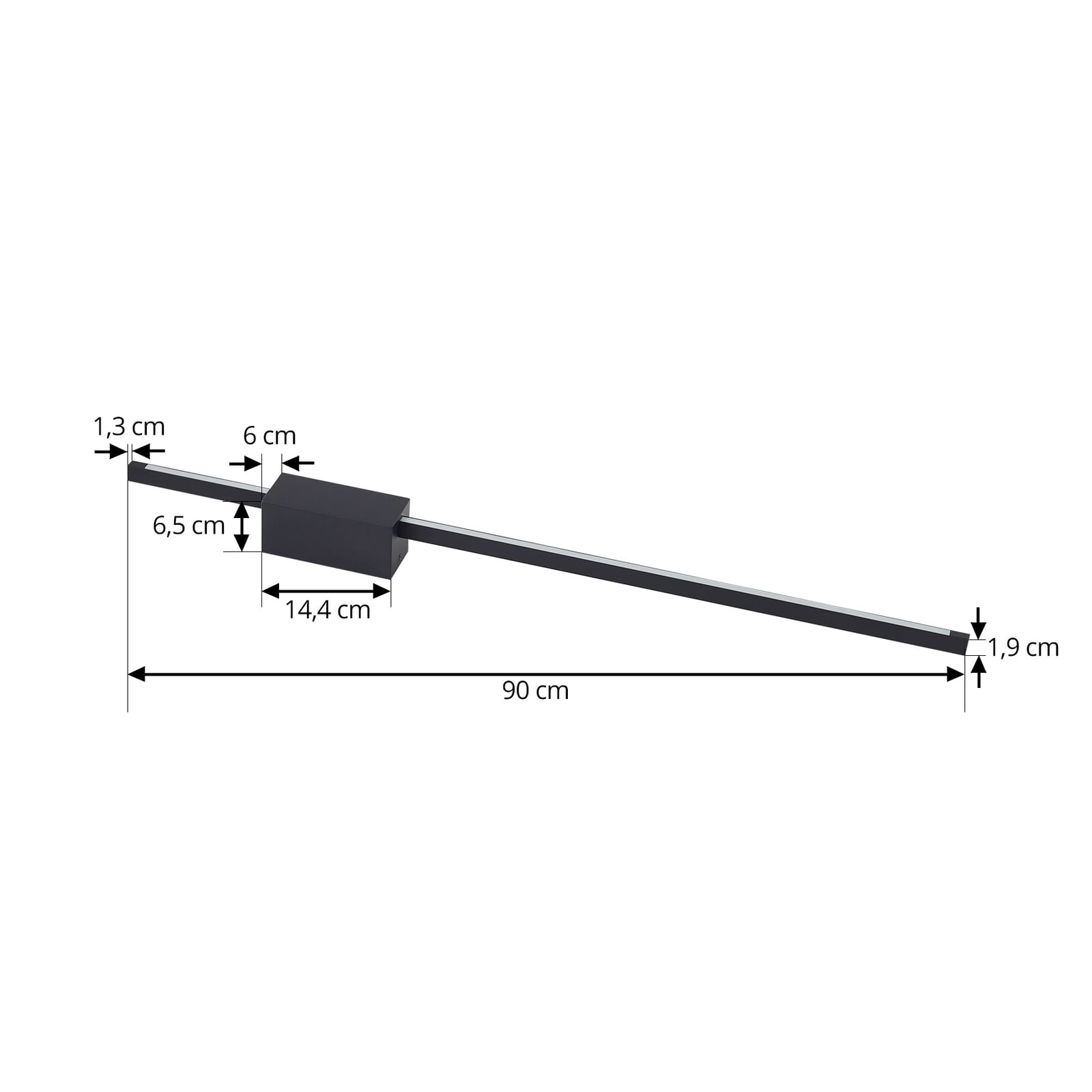 LED vegglampe Skaila svart aluminium 90 cm lysbilde