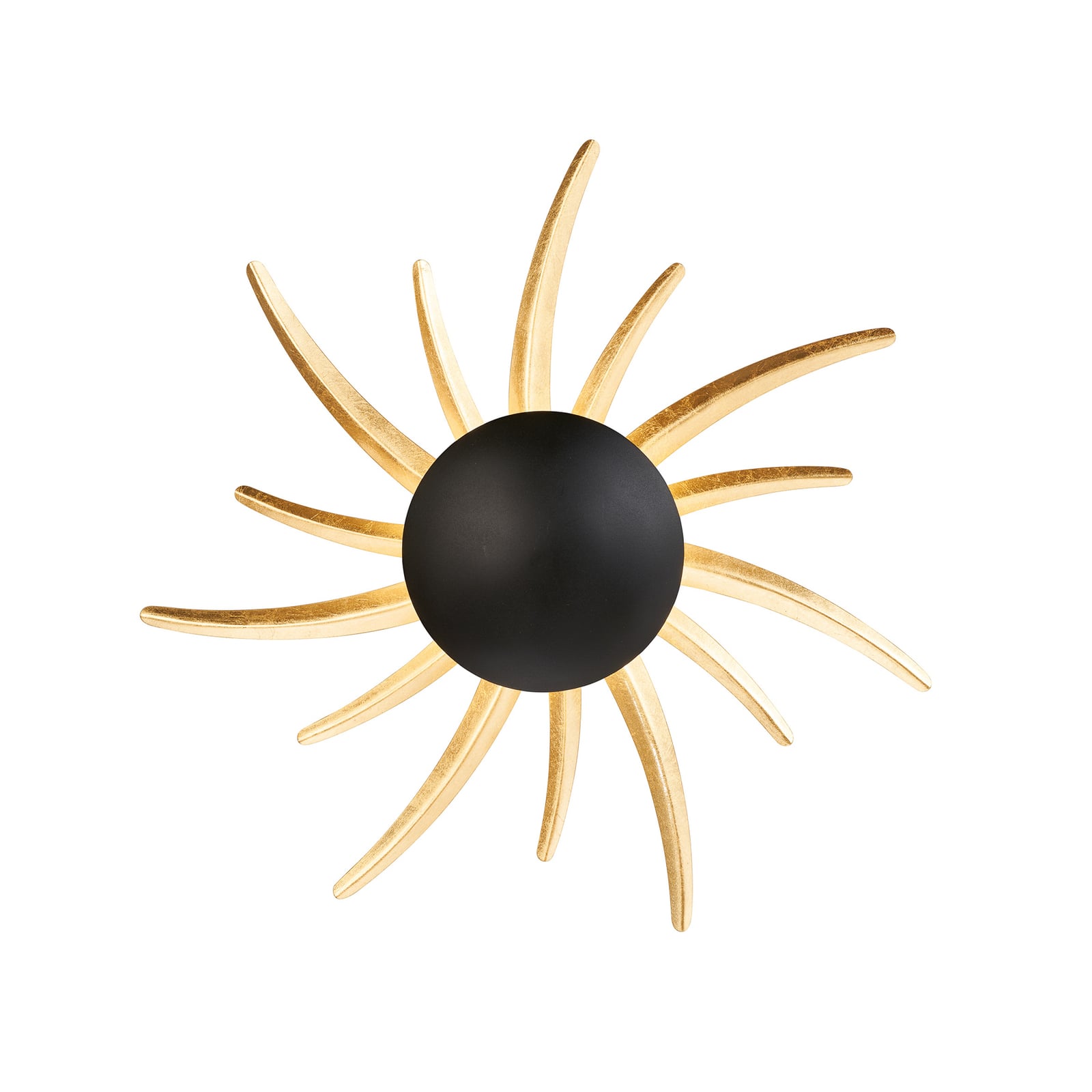 LED vegglampe Sol svart matt/bladgull Ø45 cm forfra