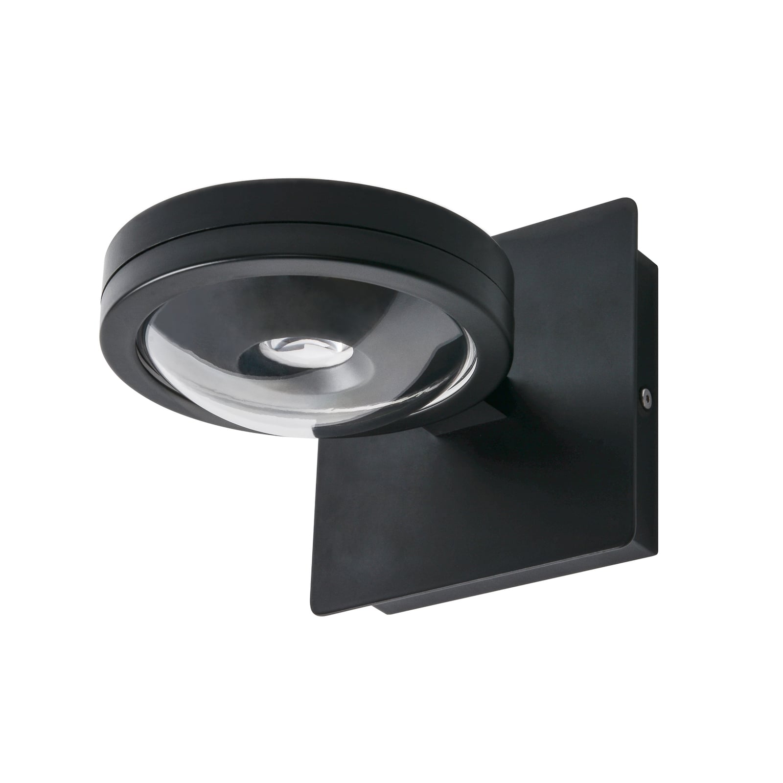 LED vegglampe Solo Punto dimbar matt svart IP44 sett forfra