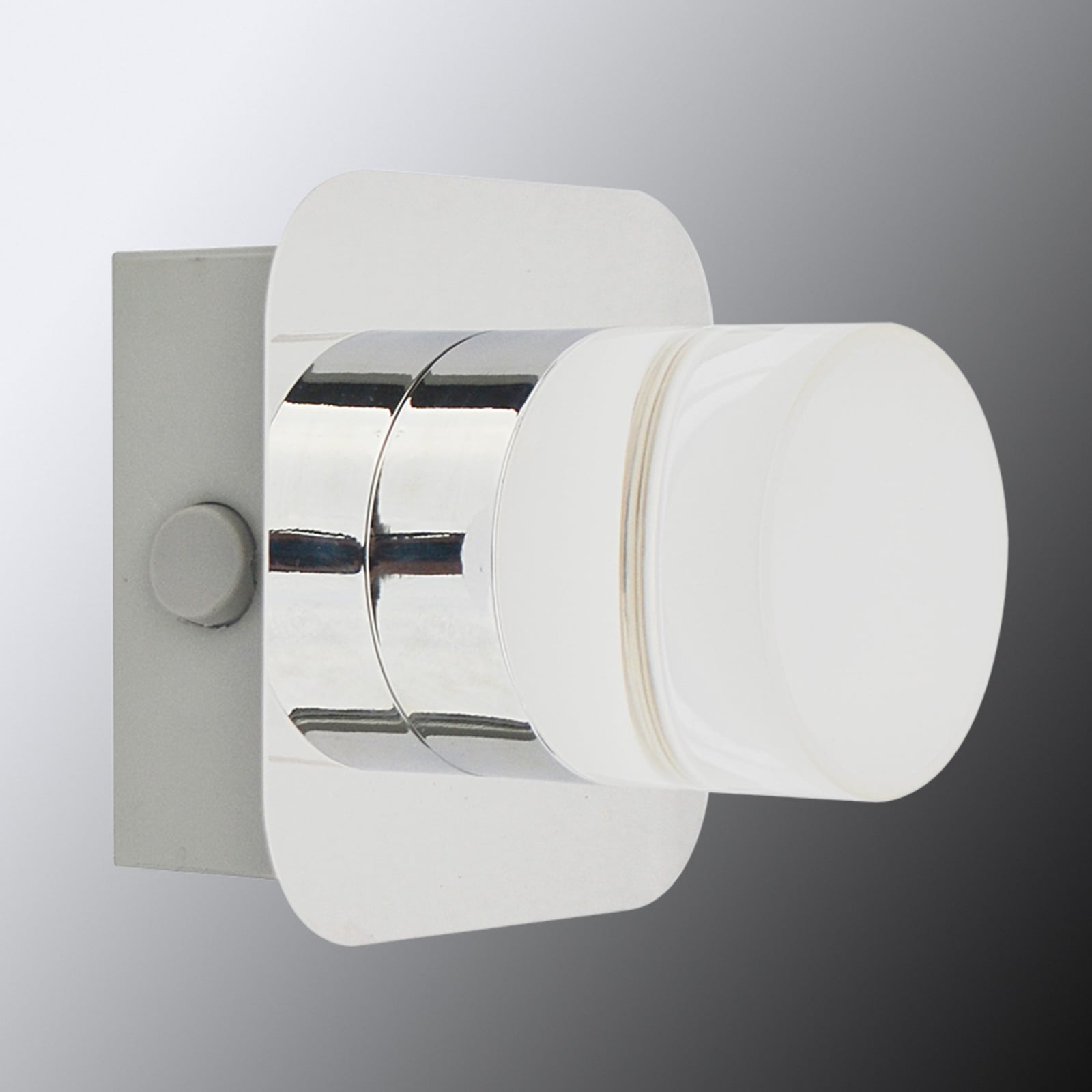 LED-vegglampe Stefanie krom/akryl med bryter detalj