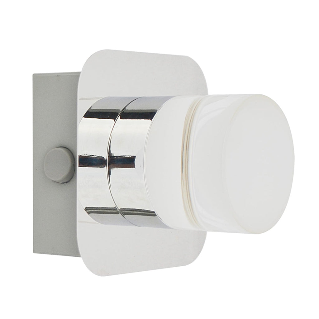 LED-vegglampe Stefanie krom/akryl med bryter front