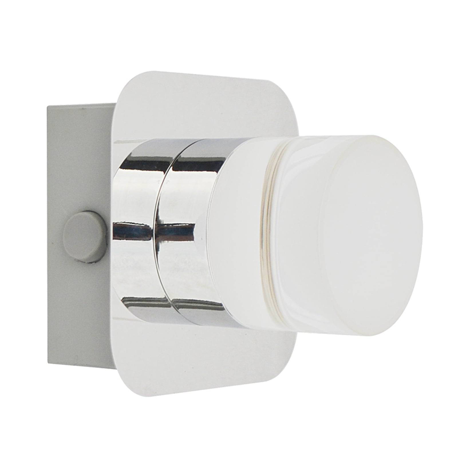 LED-vegglampe Stefanie krom/akryl med bryter front