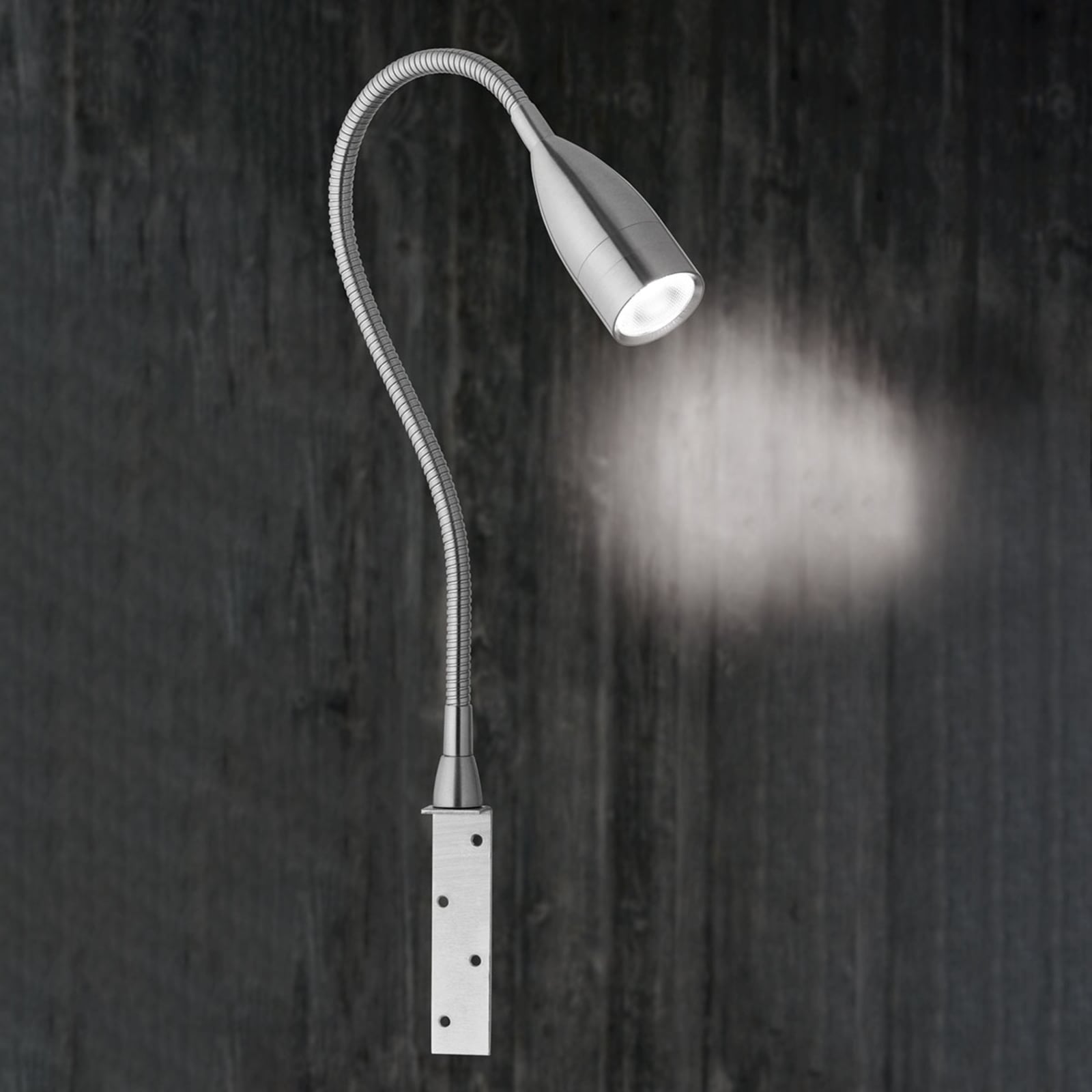 Nærbilde av LED vegglampe Sten dimbar med gestestyring matt nikkel