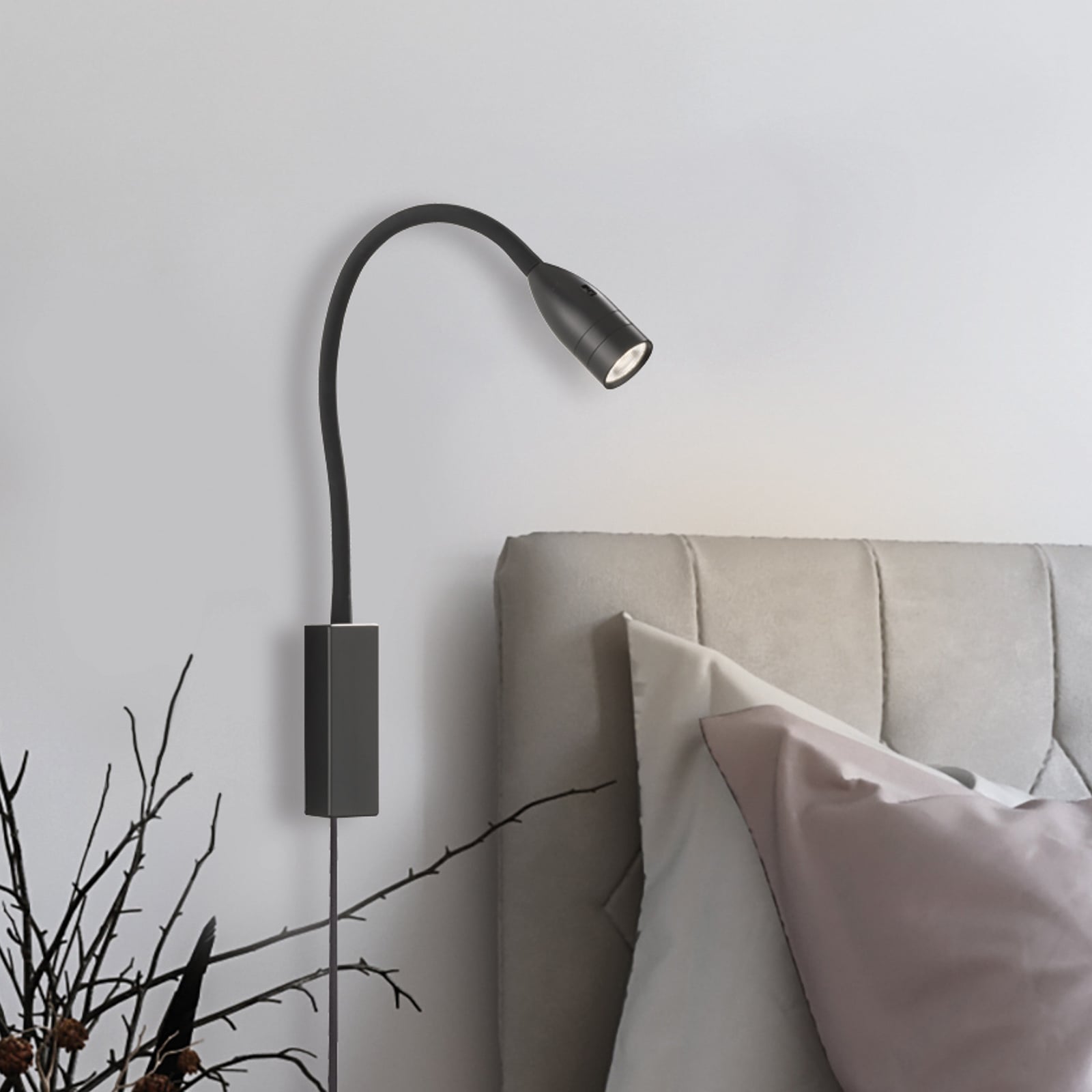 LED vegglampe Sten dimbar med gestestyring svart 35 cm forfra