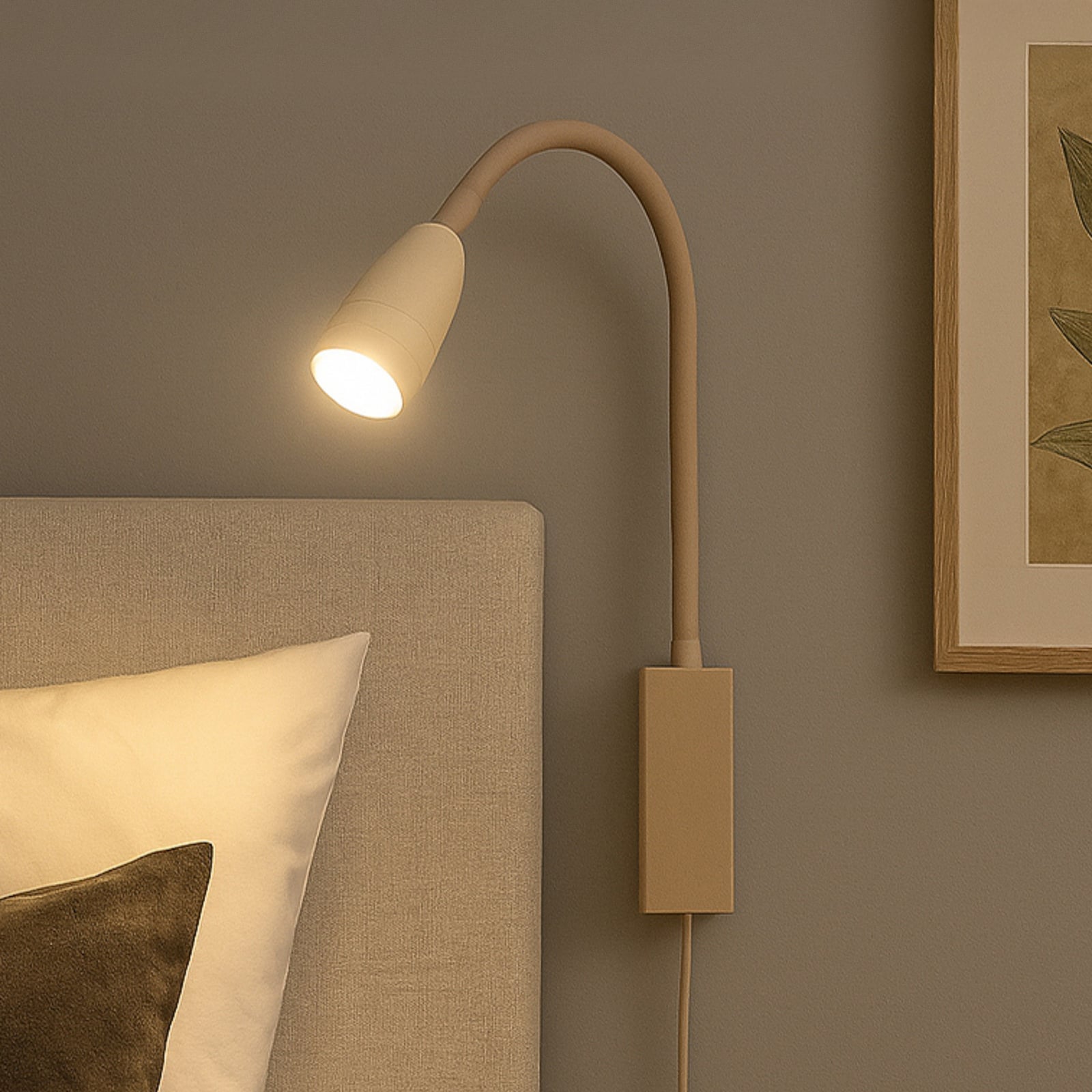 LED vegglampe Sten sandfarget 61 cm dimbar gestestyring forfra