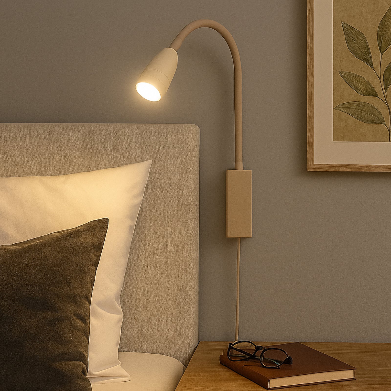 LED vegglampe Sten sandfarget 61 cm dimbar gestestyring bakside