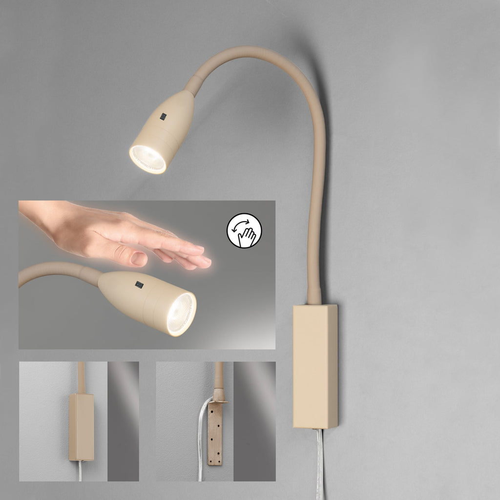 LED vegglampe Sten sandfarget 61 cm dimbar gestestyring side